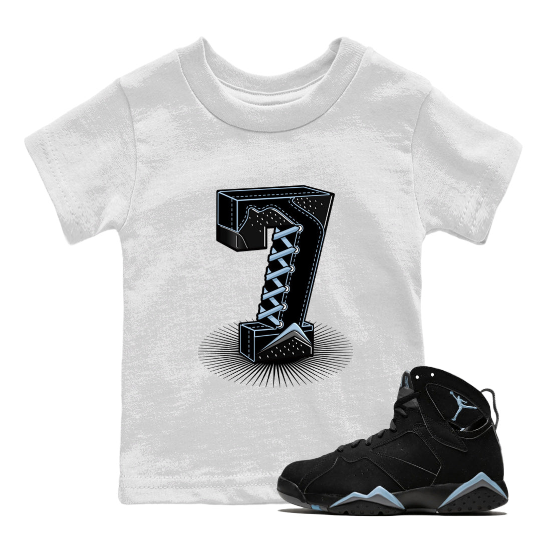 Number Statue Kids Tops - Air Jordan 7 Chambray