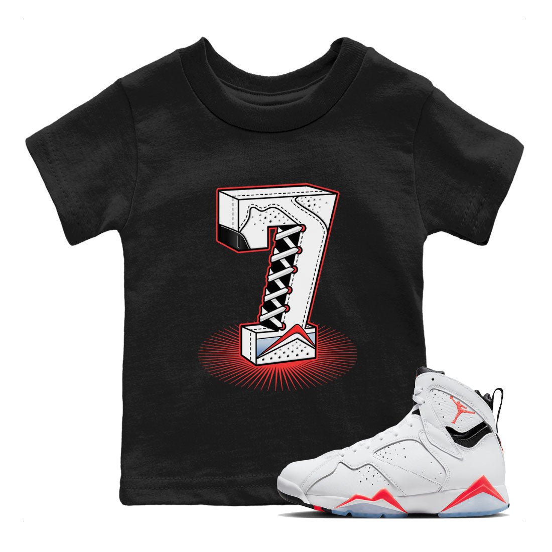 Number Statue Kids Tops - Air Jordan 7 White Infrared