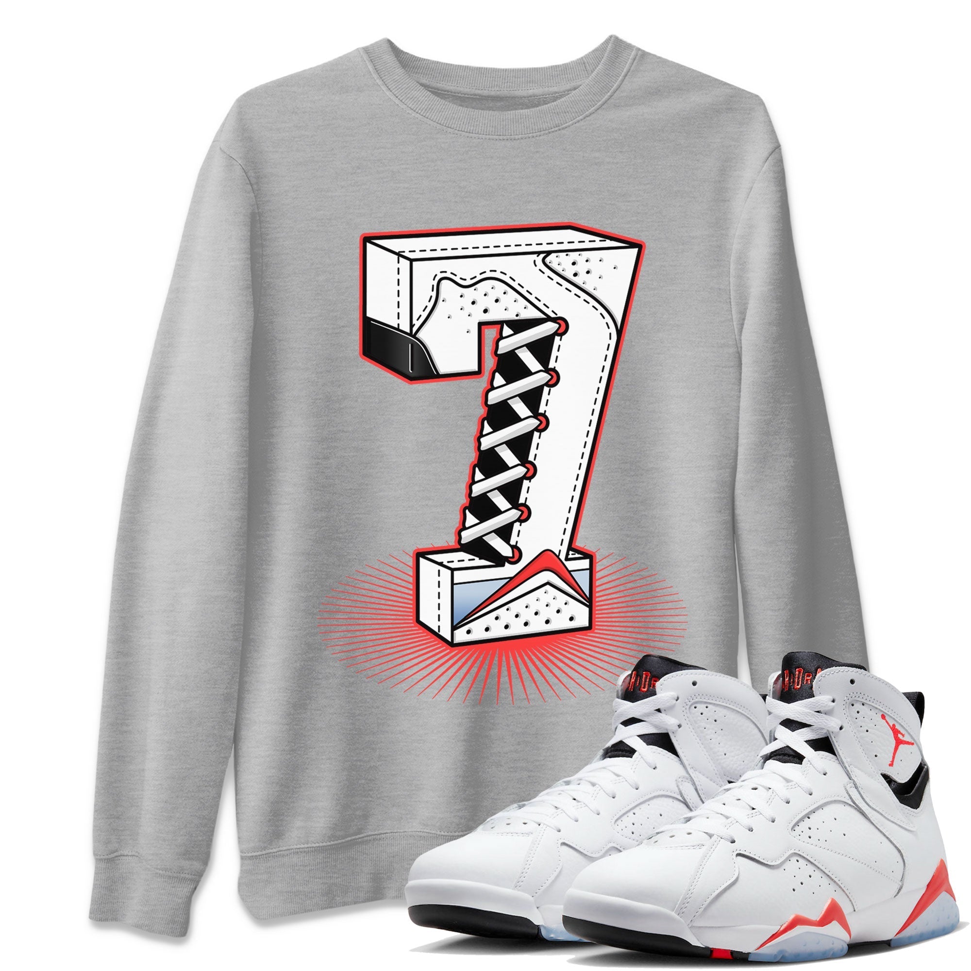 Number Statue Unisex Tops - Air Jordan 7 White Infrared