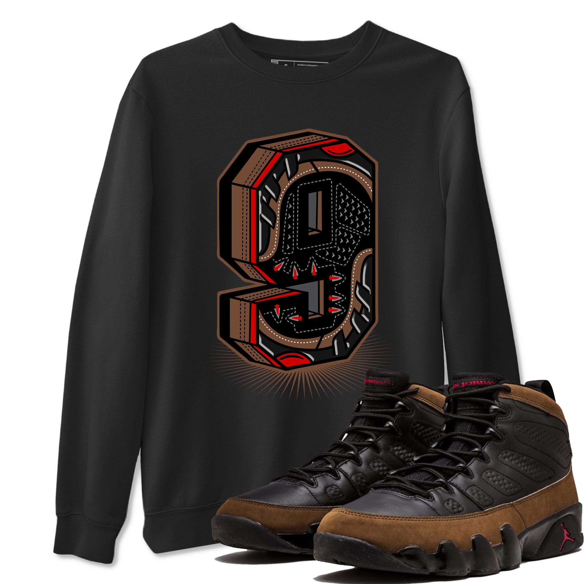Number Statue snkmatch Tees - Air Jordan 9 Olive