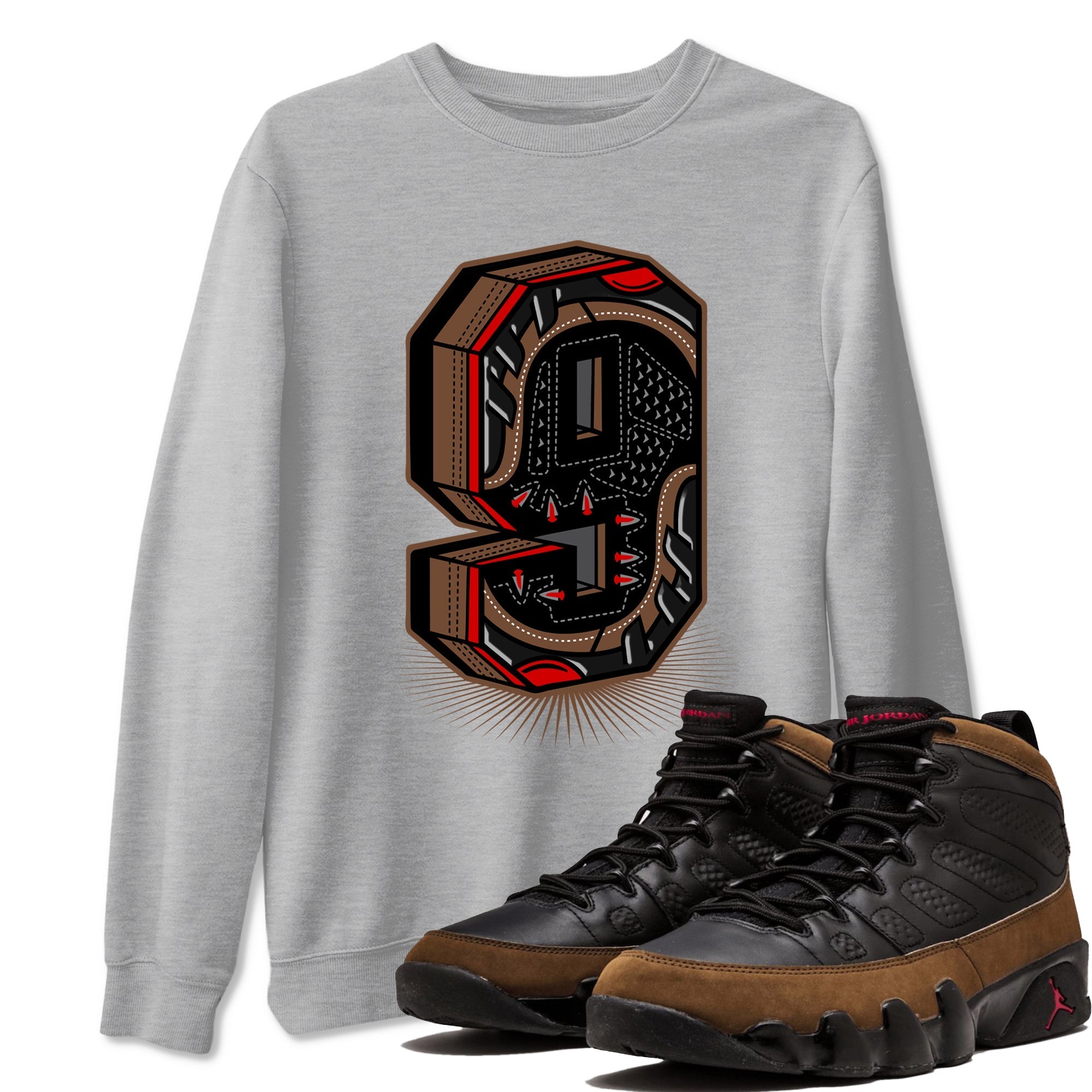 Number Statue snkmatch Tees - Air Jordan 9 Olive