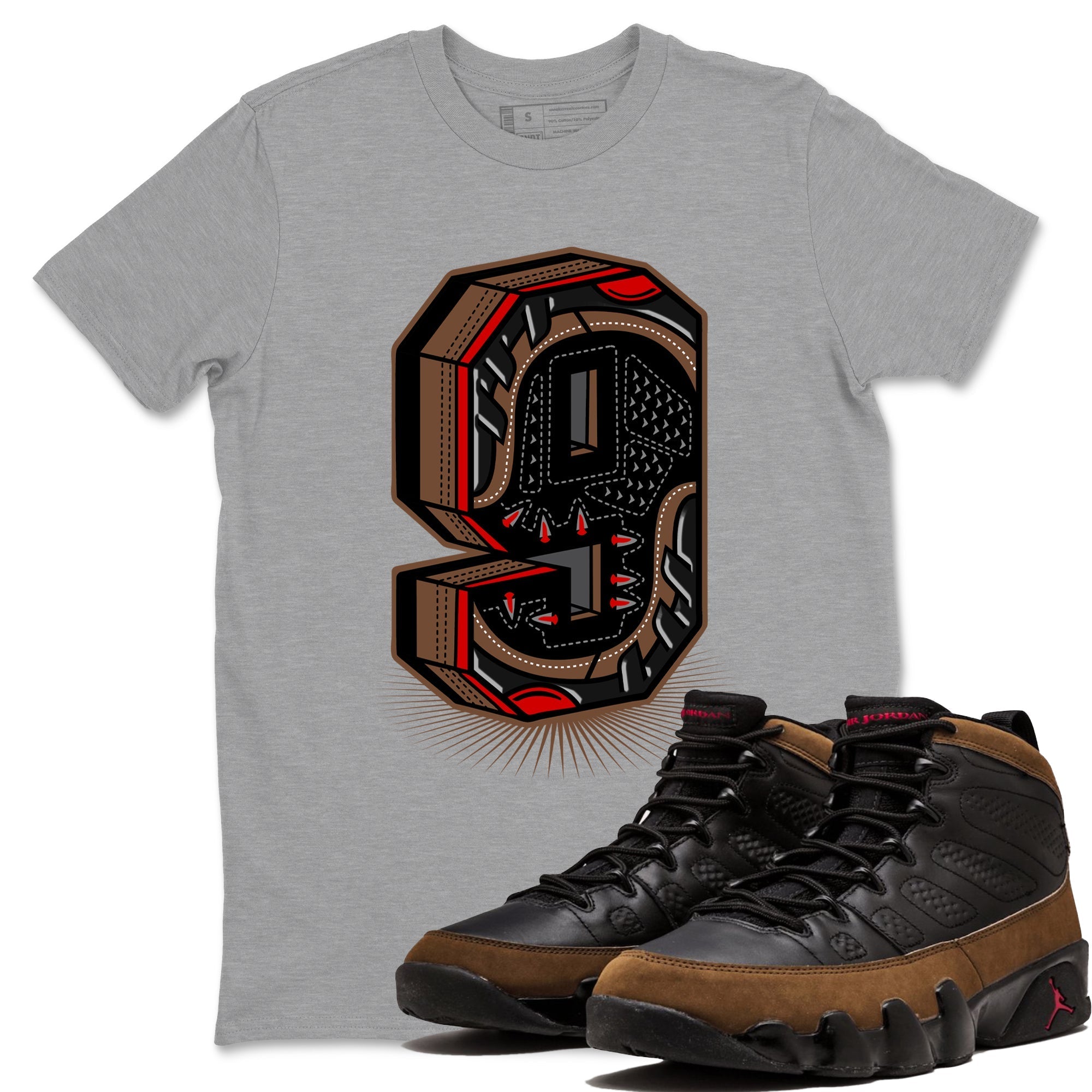 Number Statue snkmatch Tees - Air Jordan 9 Olive