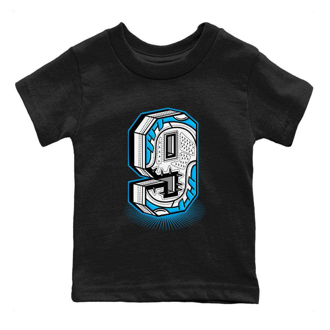 Number Statue snkmatch Tees Kids - Air Jordan 9 Powder Blue