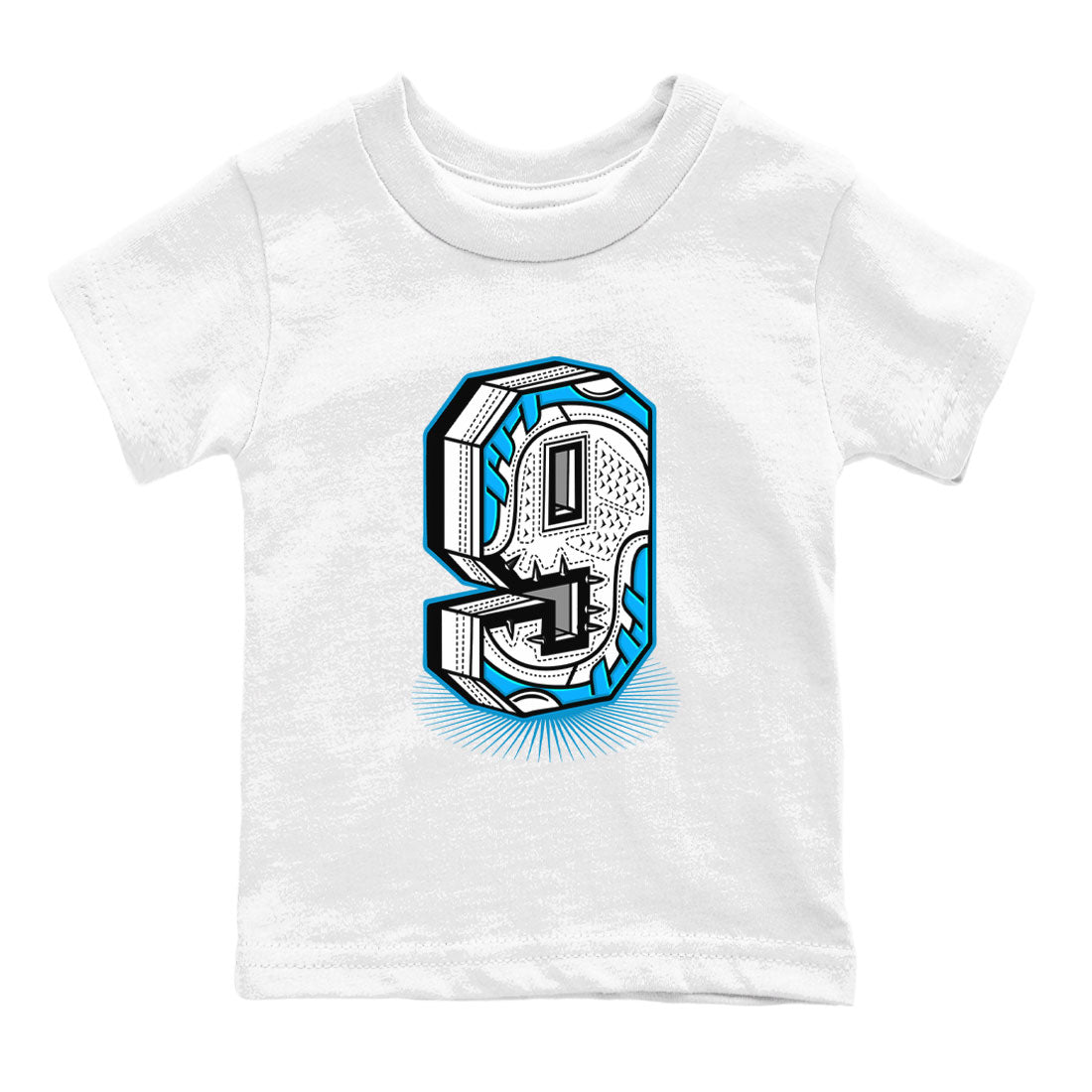 Number Statue snkmatch Tees Kids - Air Jordan 9 Powder Blue