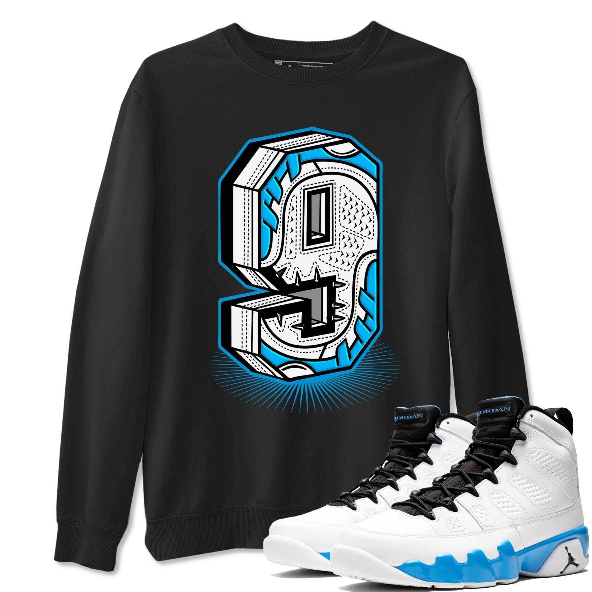 Number Statue snkmatch Tees - Air Jordan 9 Powder Blue