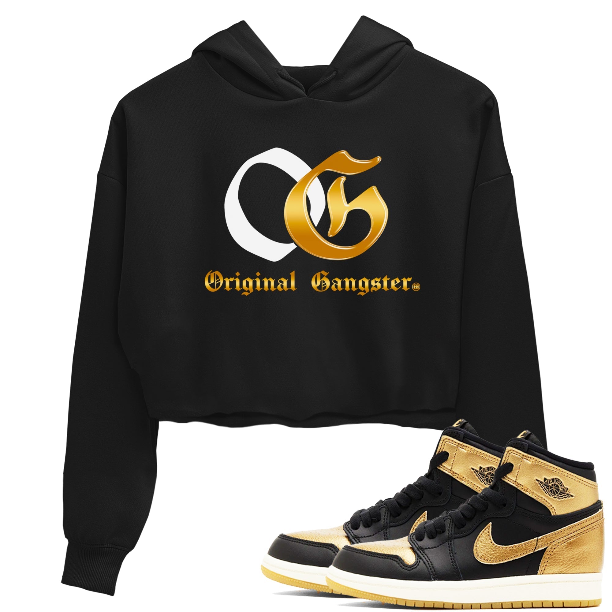 OG Original Gangster snkmatch Women's Top - Air Jordan 1 Black Black Metallic Gold