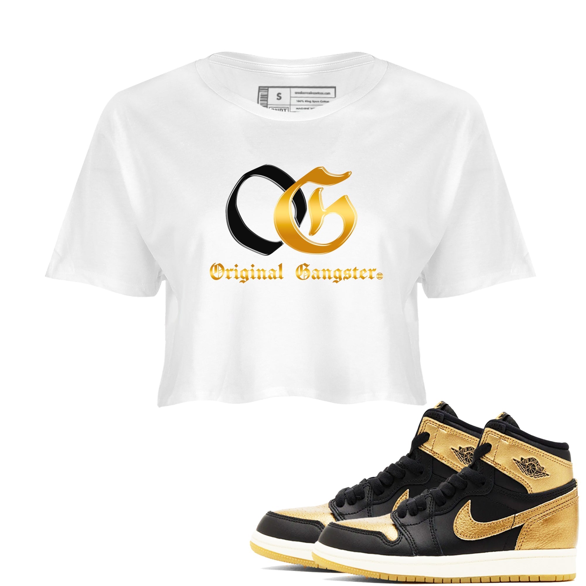 OG Original Gangster snkmatch Women's Top - Air Jordan 1 Black Black Metallic Gold