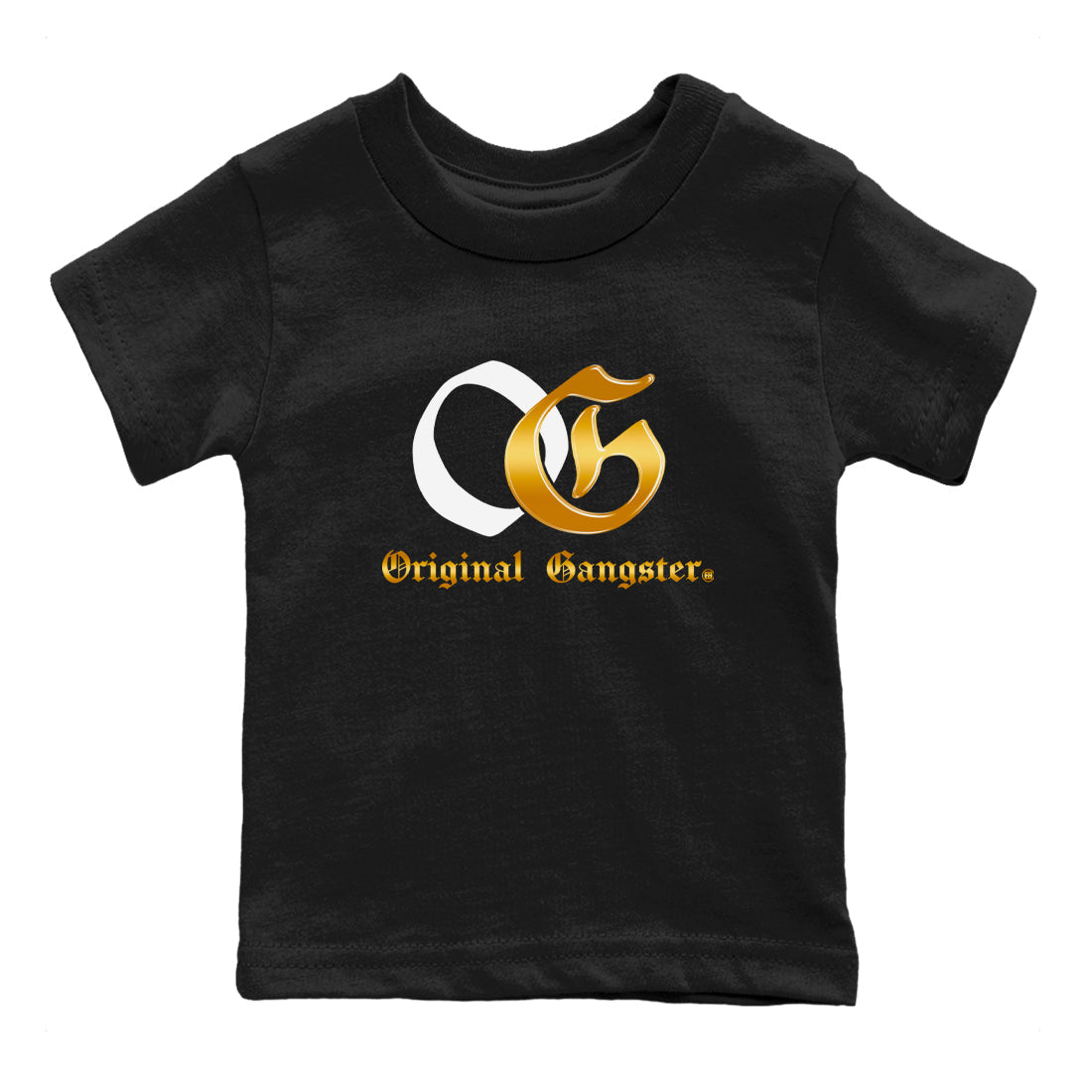 OG Original Gangster snkmatch Tees Kids - Air Jordan 1 Black Black Metallic Gold