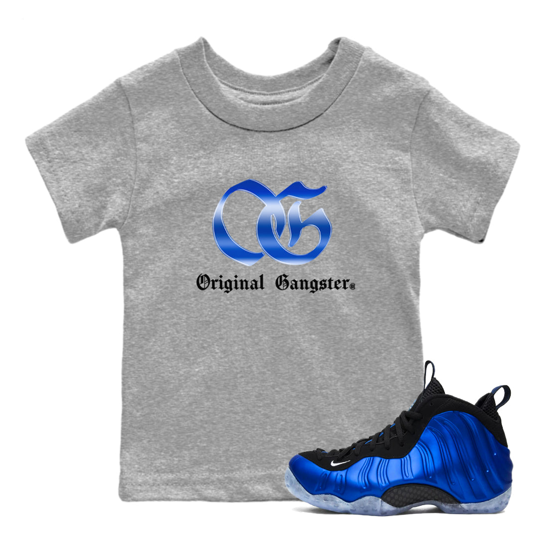 OG Gangster snkmatch Tees Kids - Air Foamposite One Royal