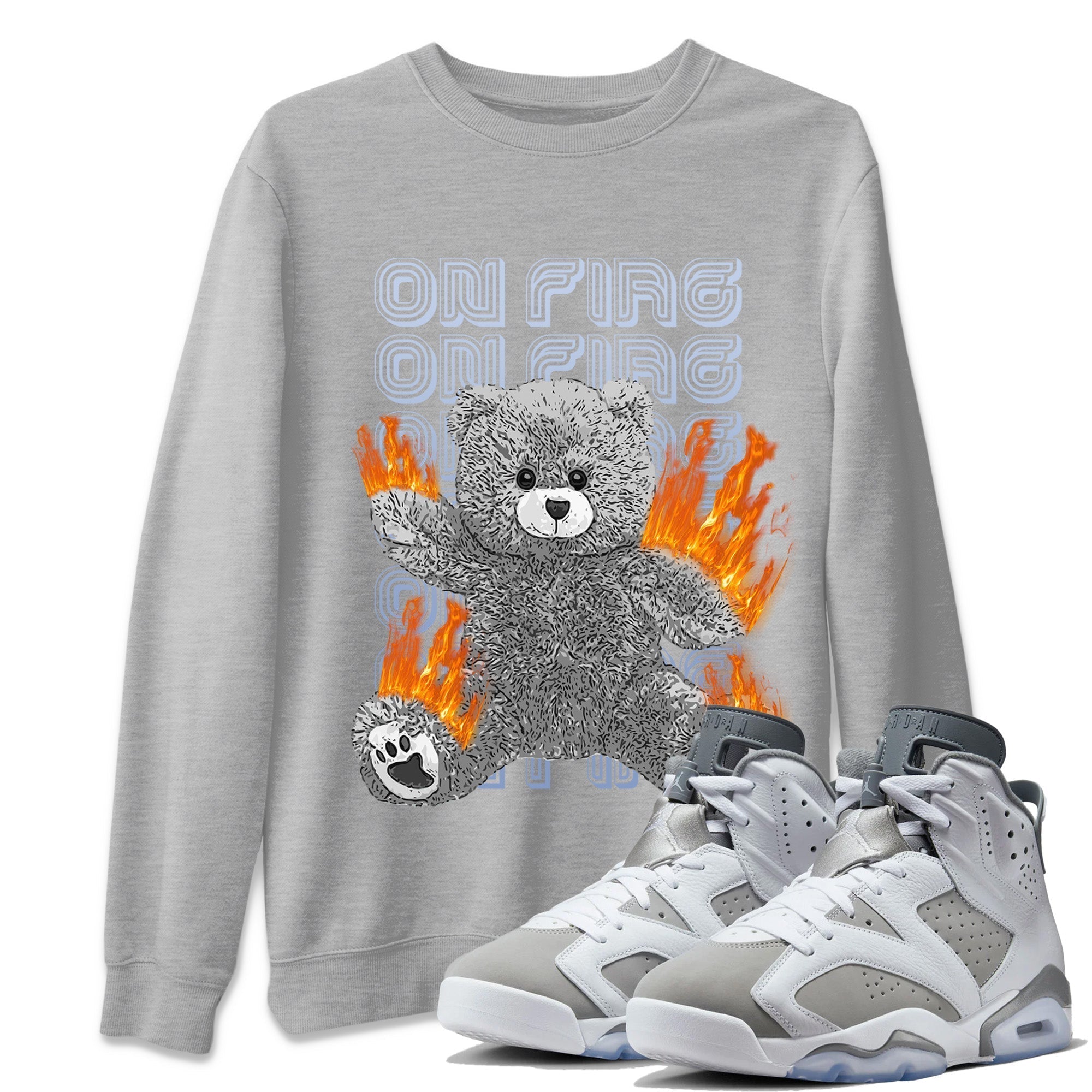 On Fire Bear Unisex Tops - Air Jordan 6 Cool Grey