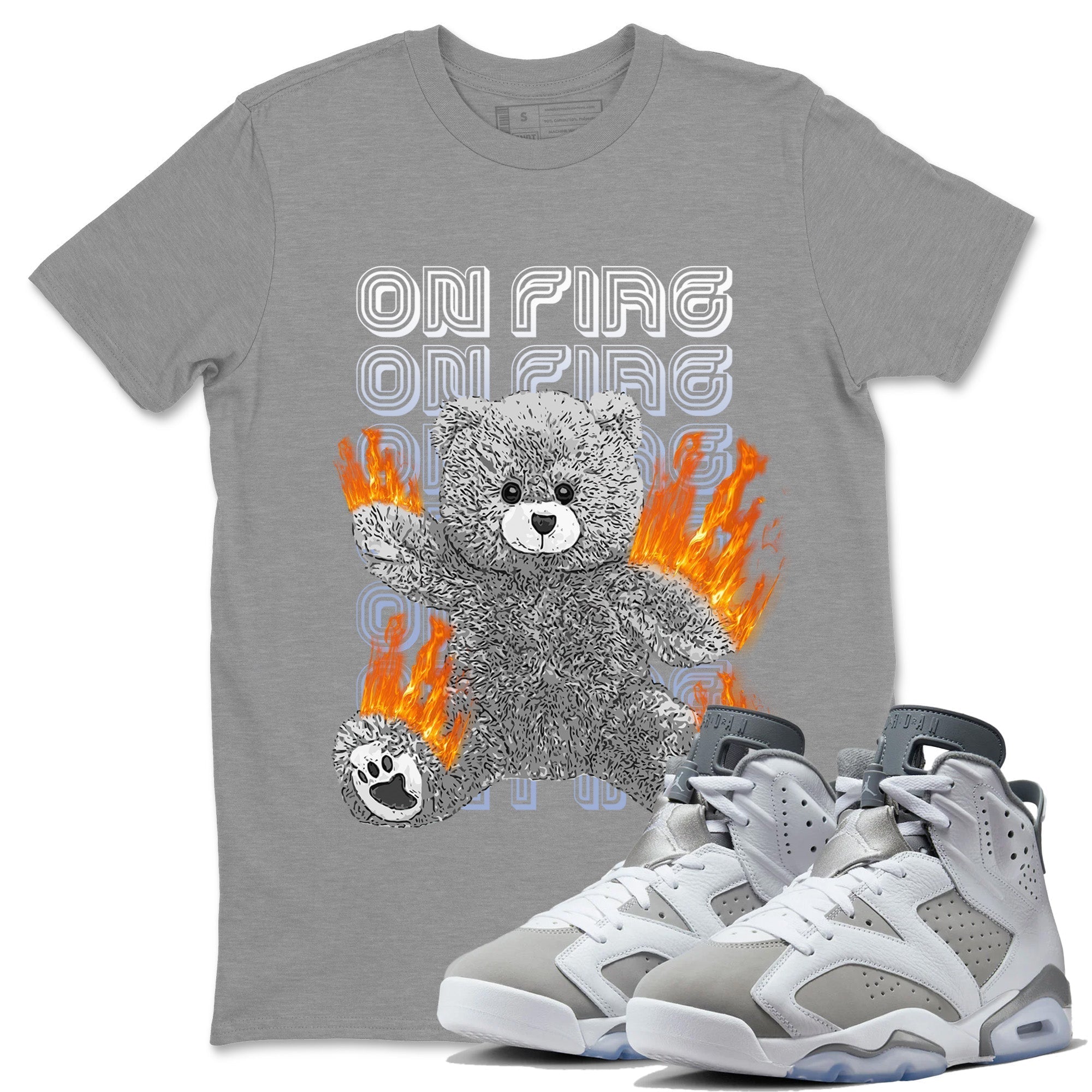On Fire Bear Unisex Tops - Air Jordan 6 Cool Grey