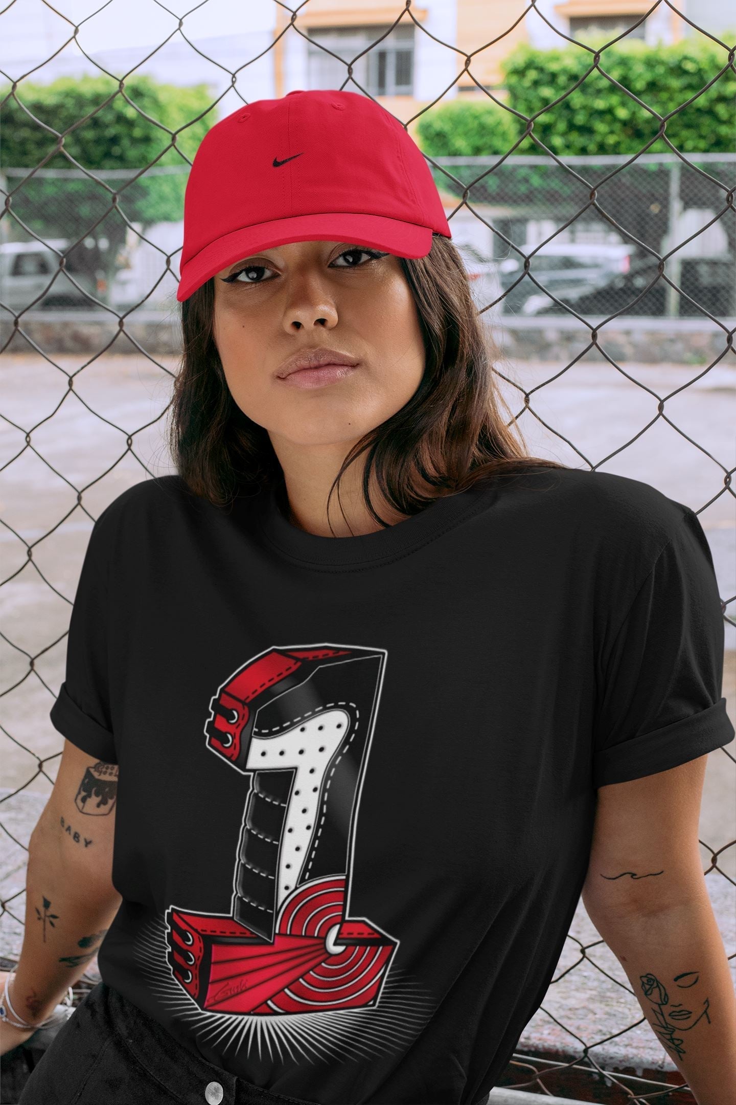 One Statue Unisex Tops - Air Jordan 1 Bred Patent