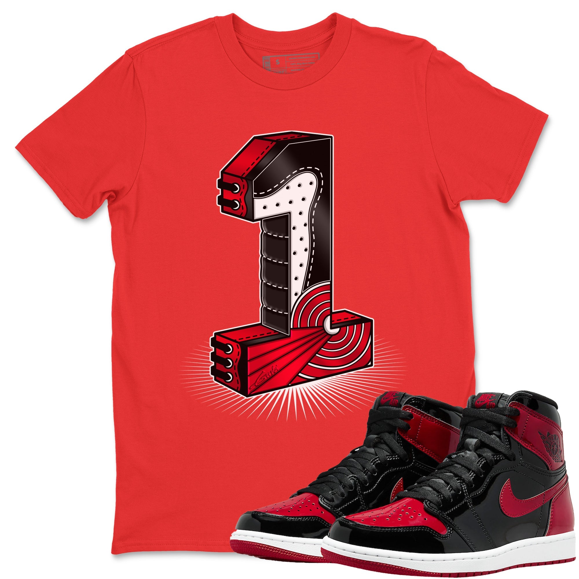One Statue Unisex Tops - Air Jordan 1 Bred Patent