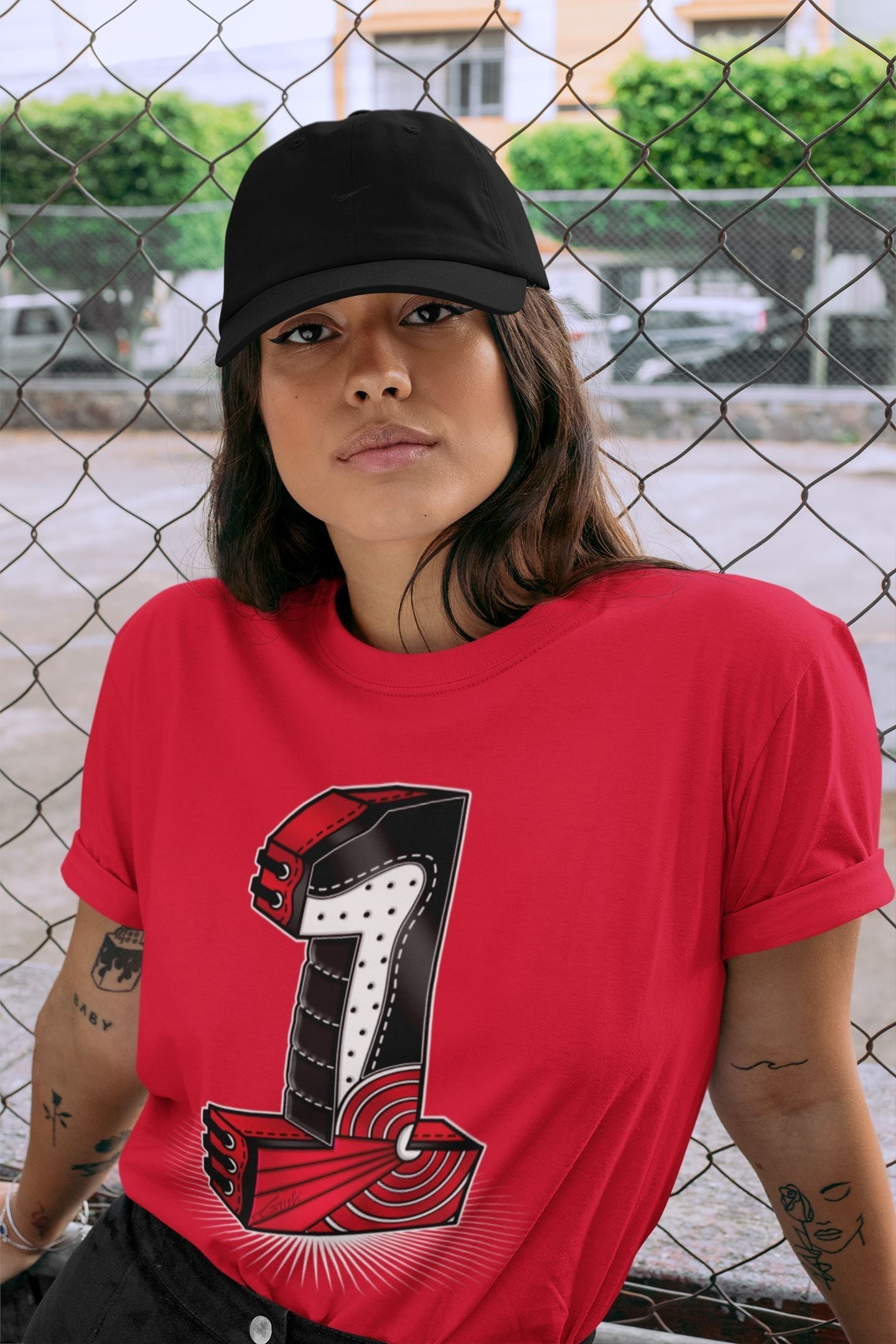 One Statue Unisex Tops - Air Jordan 1 Bred Patent