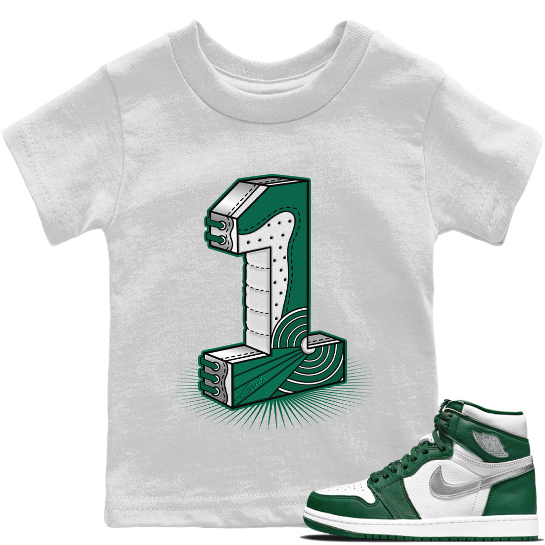 One Statue Kids Tops - Air Jordan 1 Gorge Green