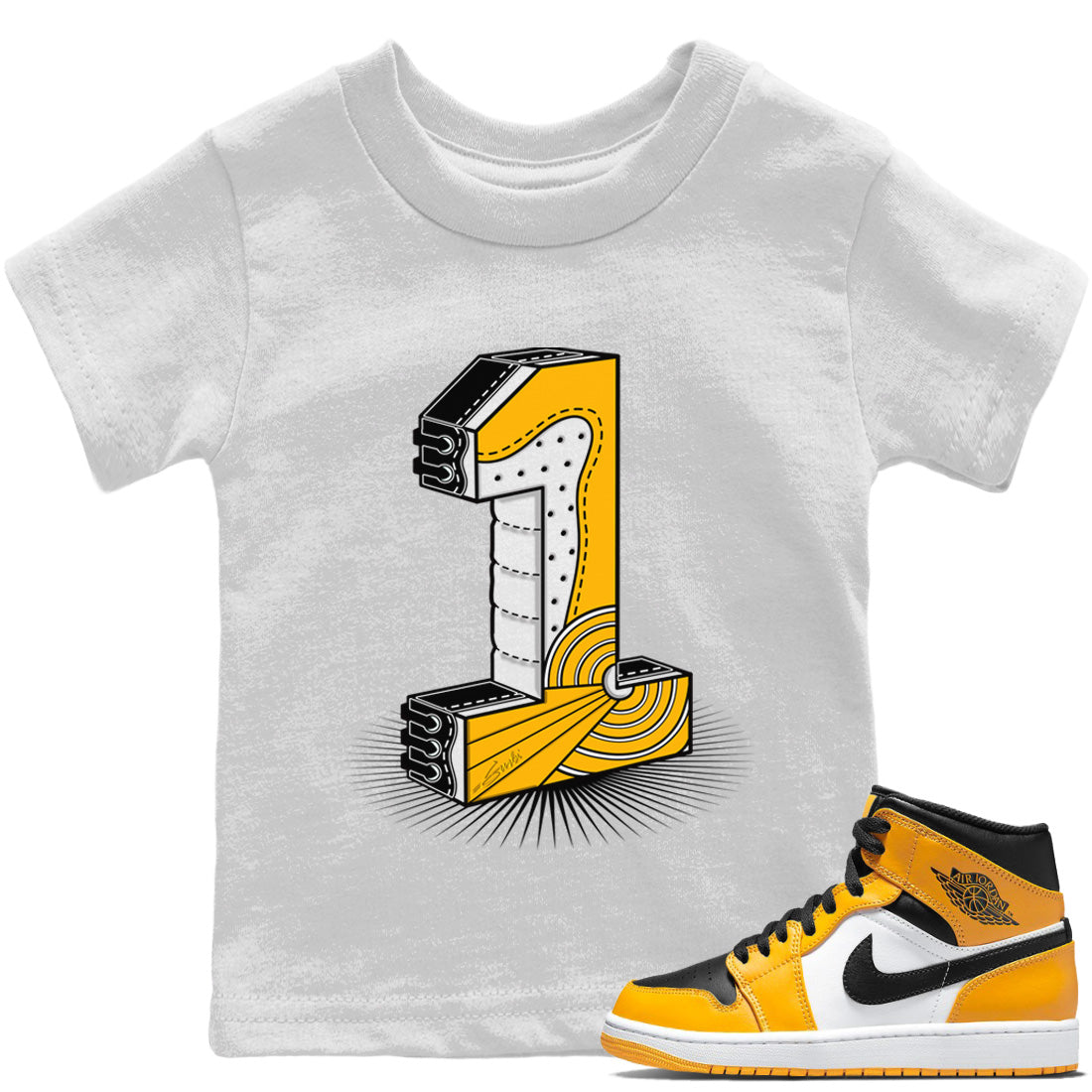 One Statue Kids Tops - Air Jordan 1 Yellow Toe