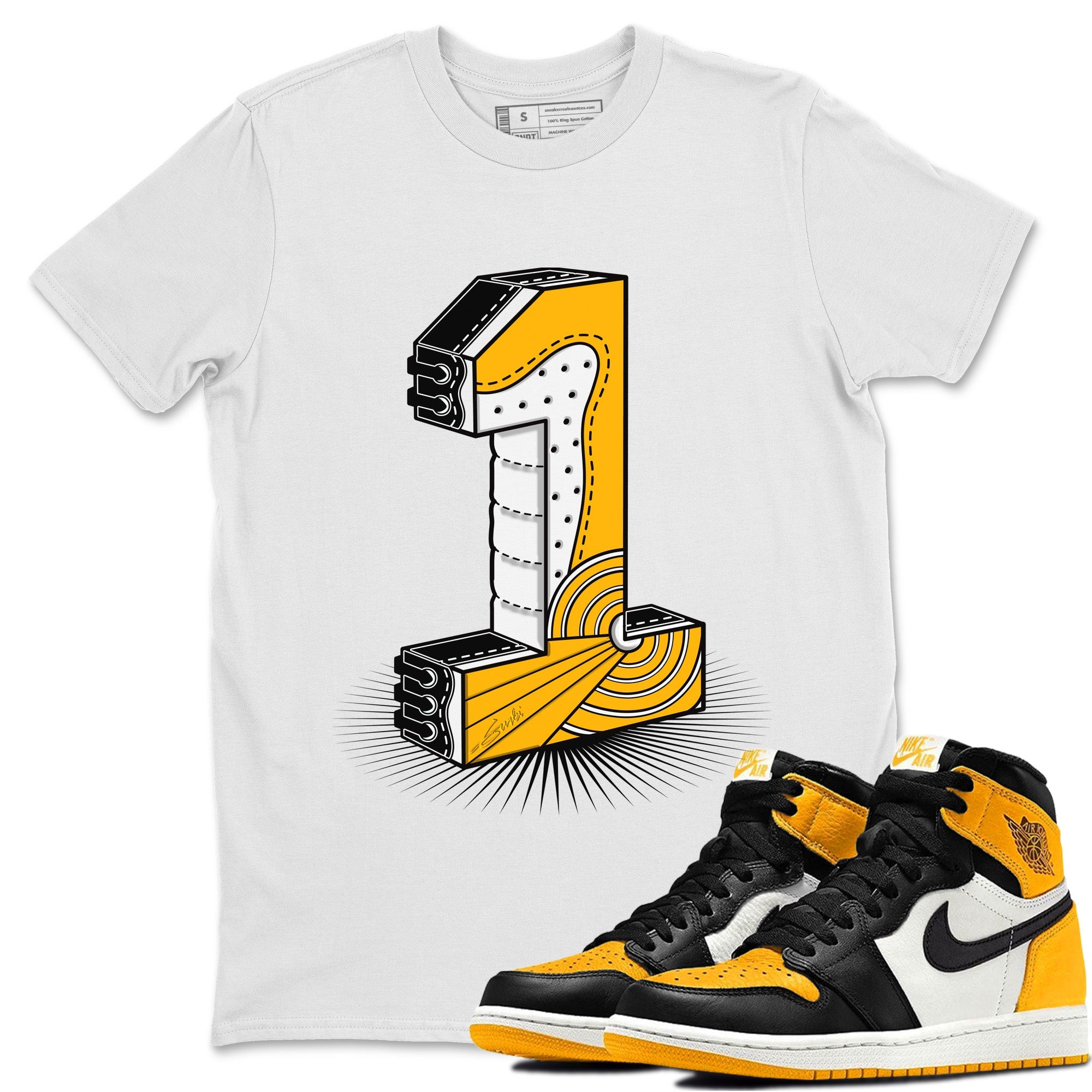 One Statue Unisex Tops - Air Jordan 1 Yellow Toe