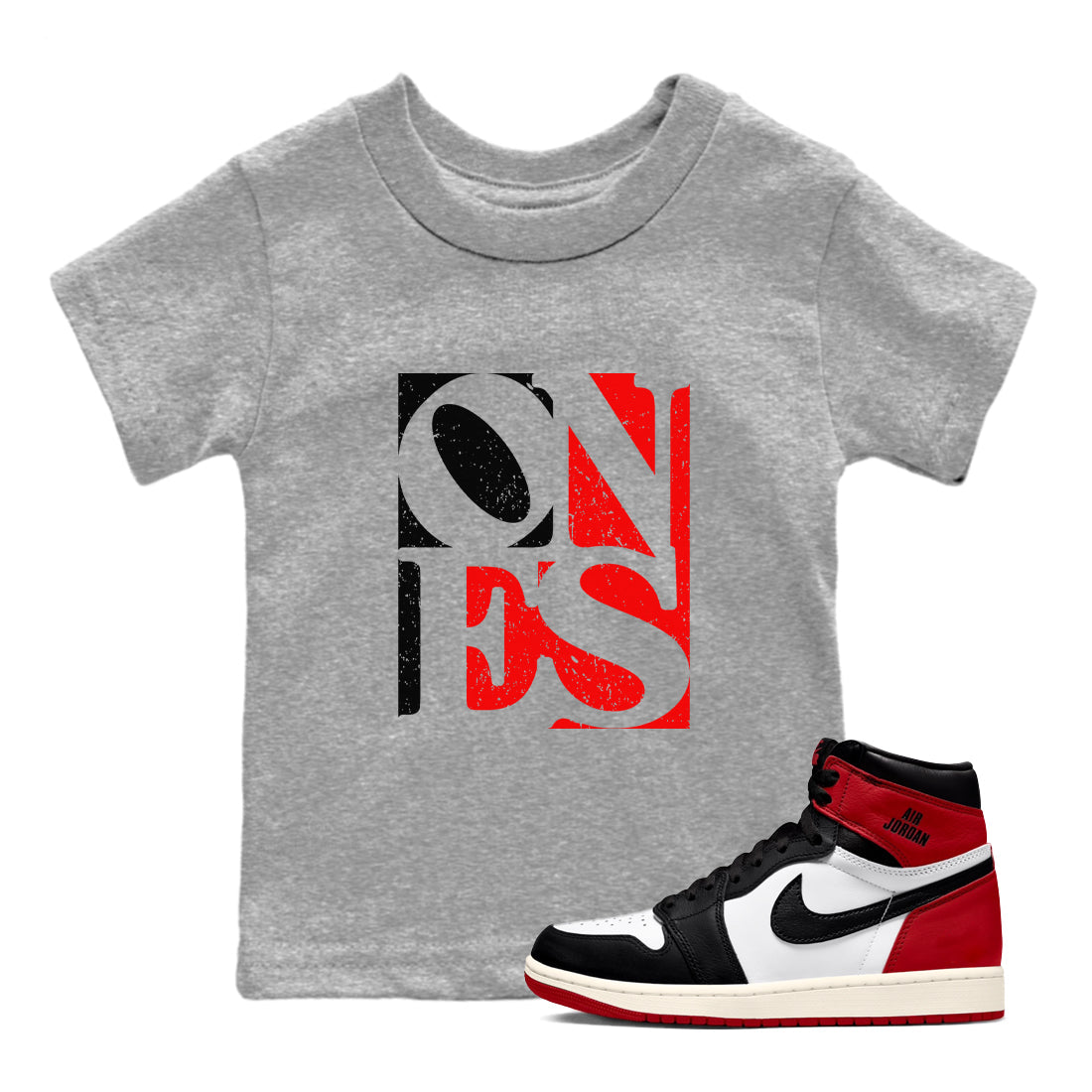 Ones snkmatch Tees Kids - Air Jordan 1 Black Toe Reimagined
