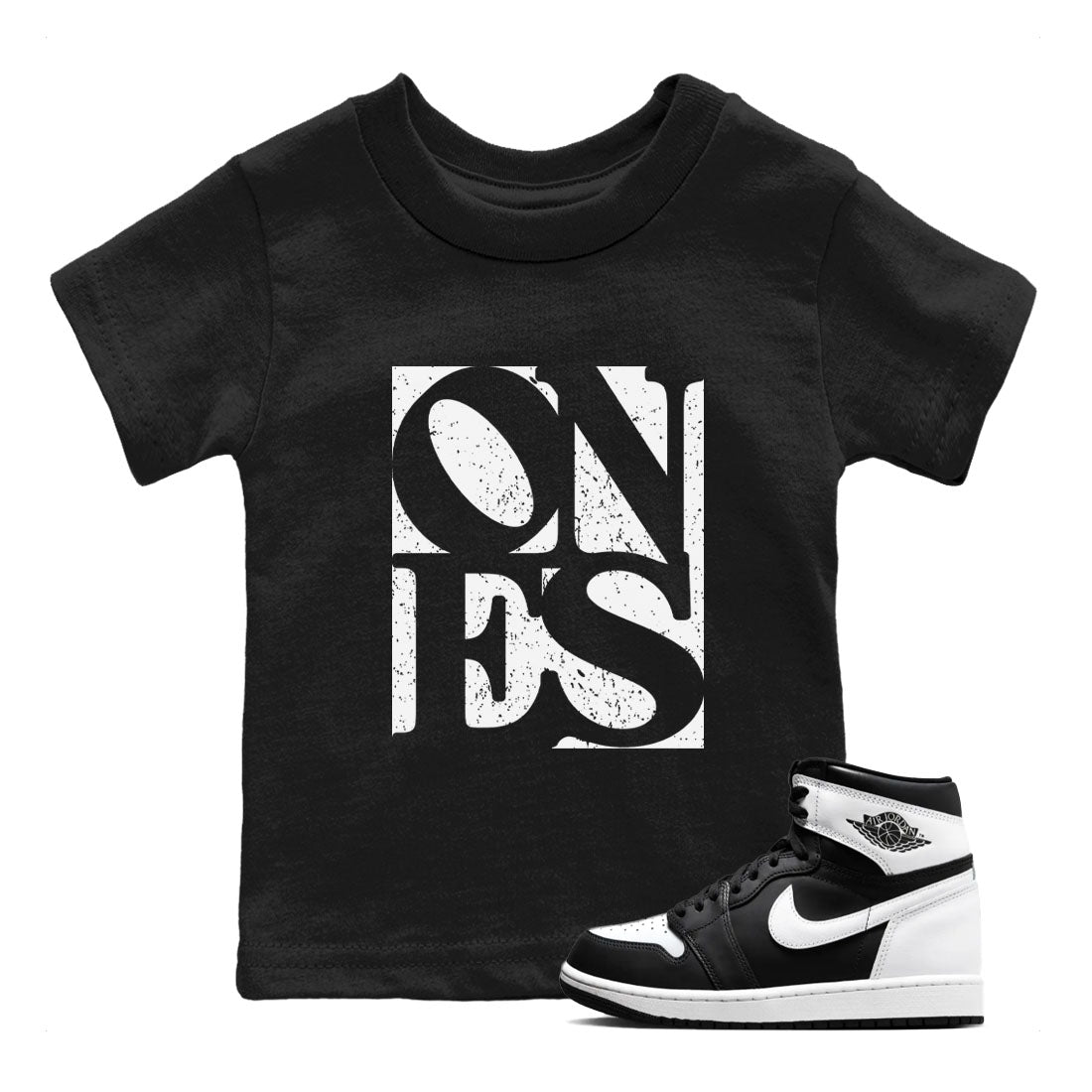 Ones snkmatch Tees Kids - Air Jordan 1 Black White