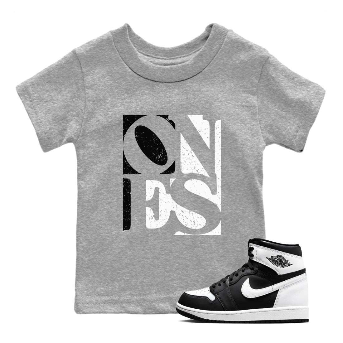 Ones snkmatch Tees Kids - Air Jordan 1 Black White