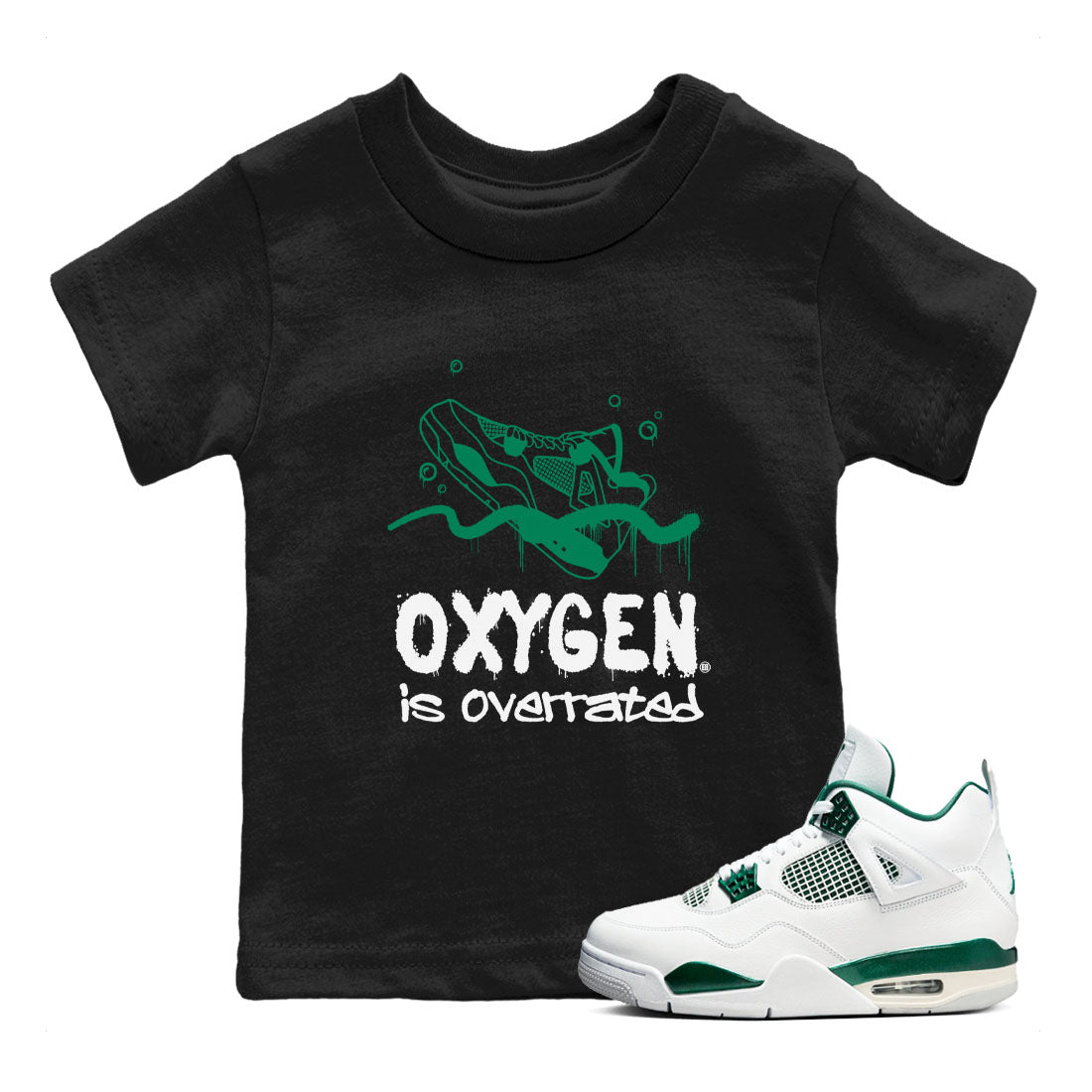 Oxygen Overrated snkmatch Tees Kids - Air Jordan 4 Oxidized Green