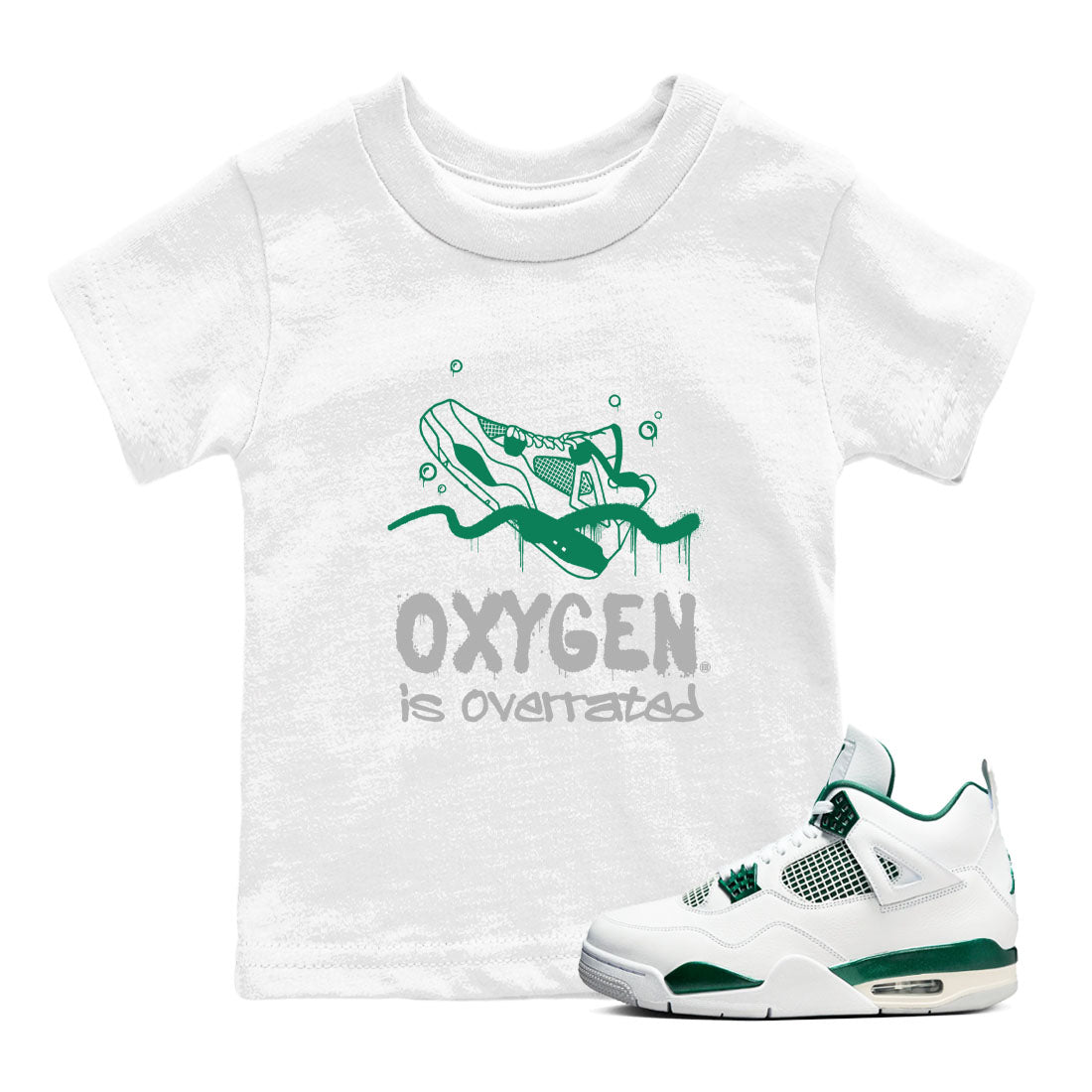 Oxygen Overrated snkmatch Tees Kids - Air Jordan 4 Oxidized Green