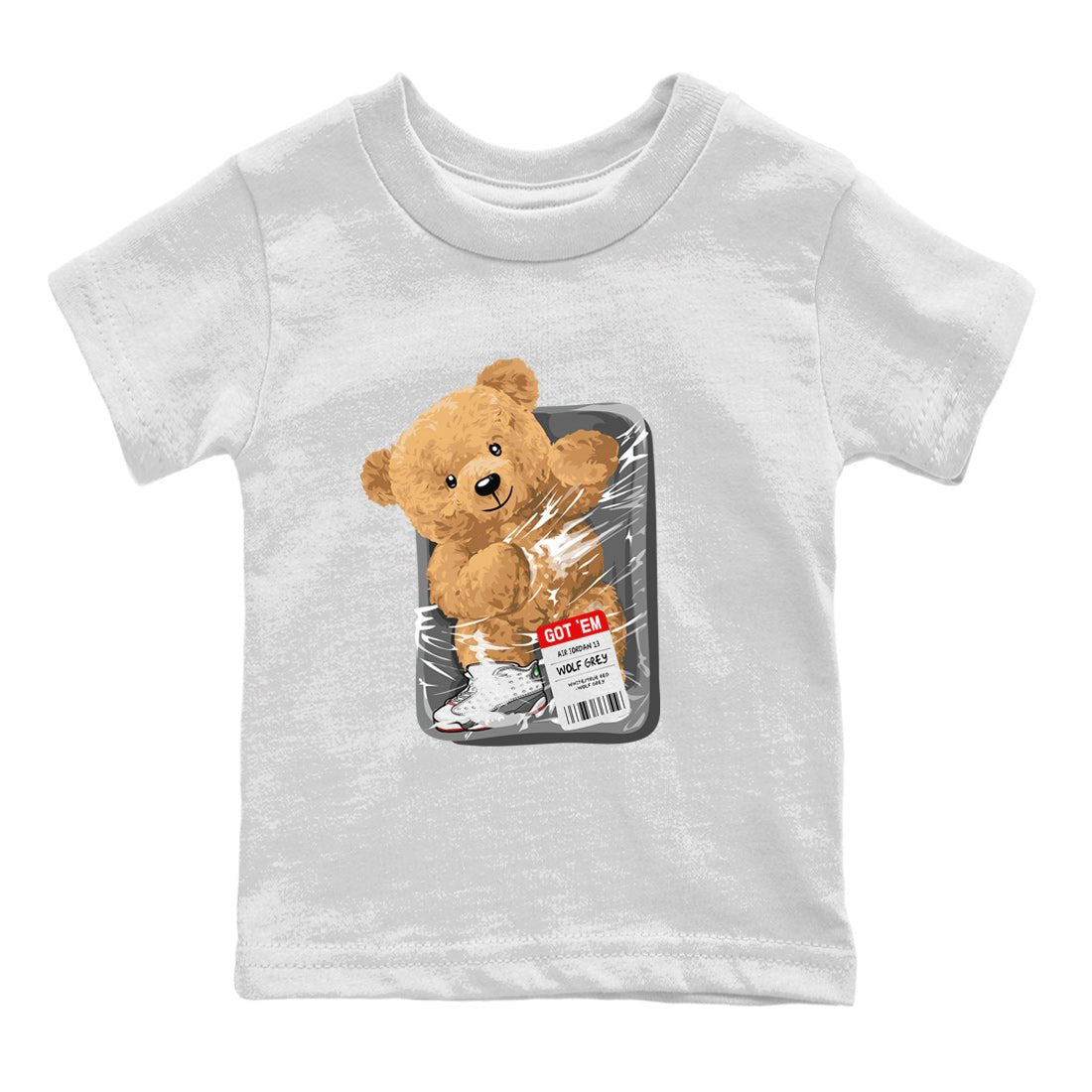 Packaged Bear Kids Tops - Air Jordan 13 Wolf Grey