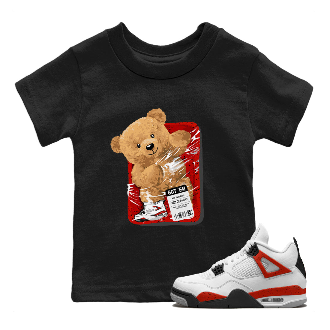 Packaged Bear Kids Tops - Air Jordan 4 Red Cement