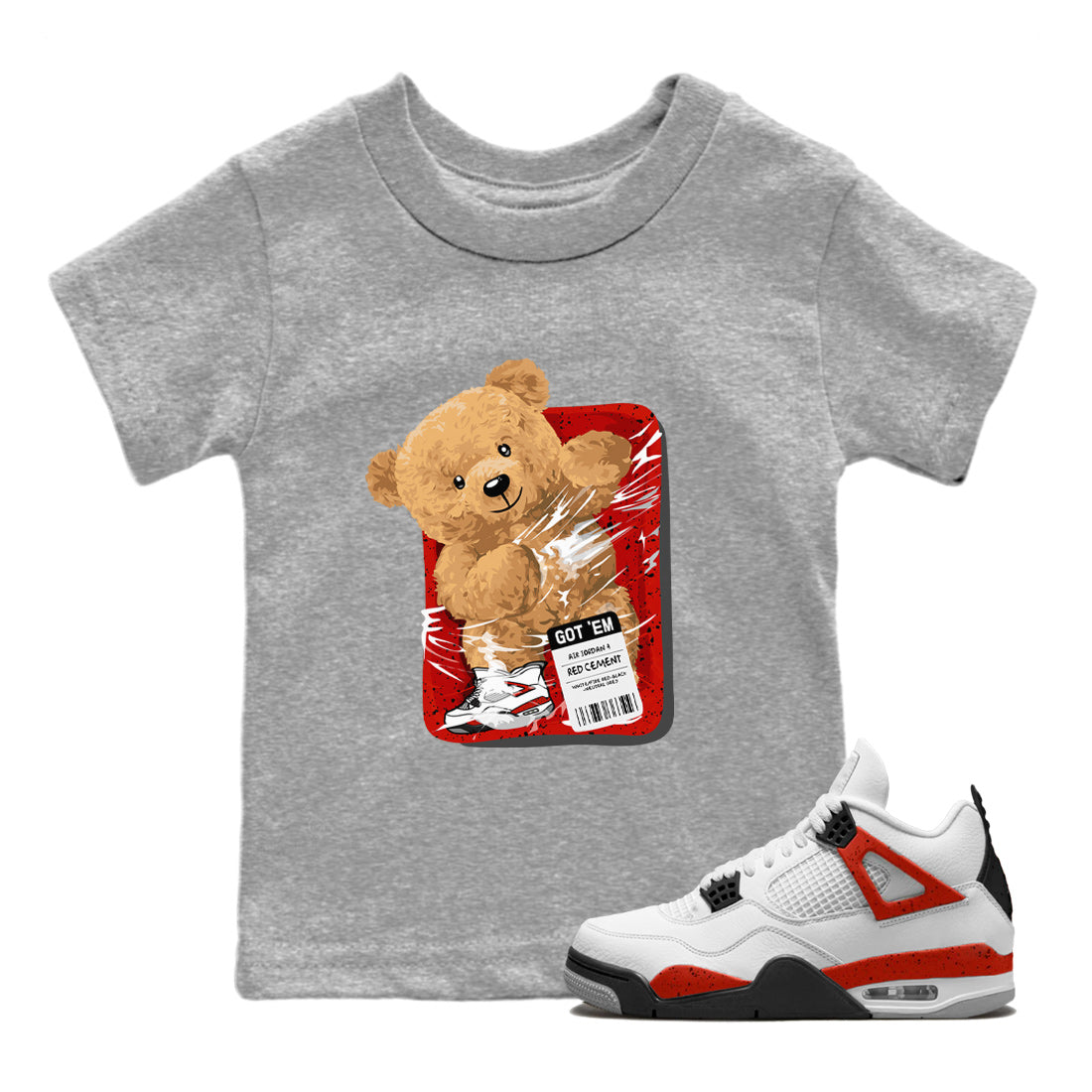 Packaged Bear Kids Tops - Air Jordan 4 Red Cement