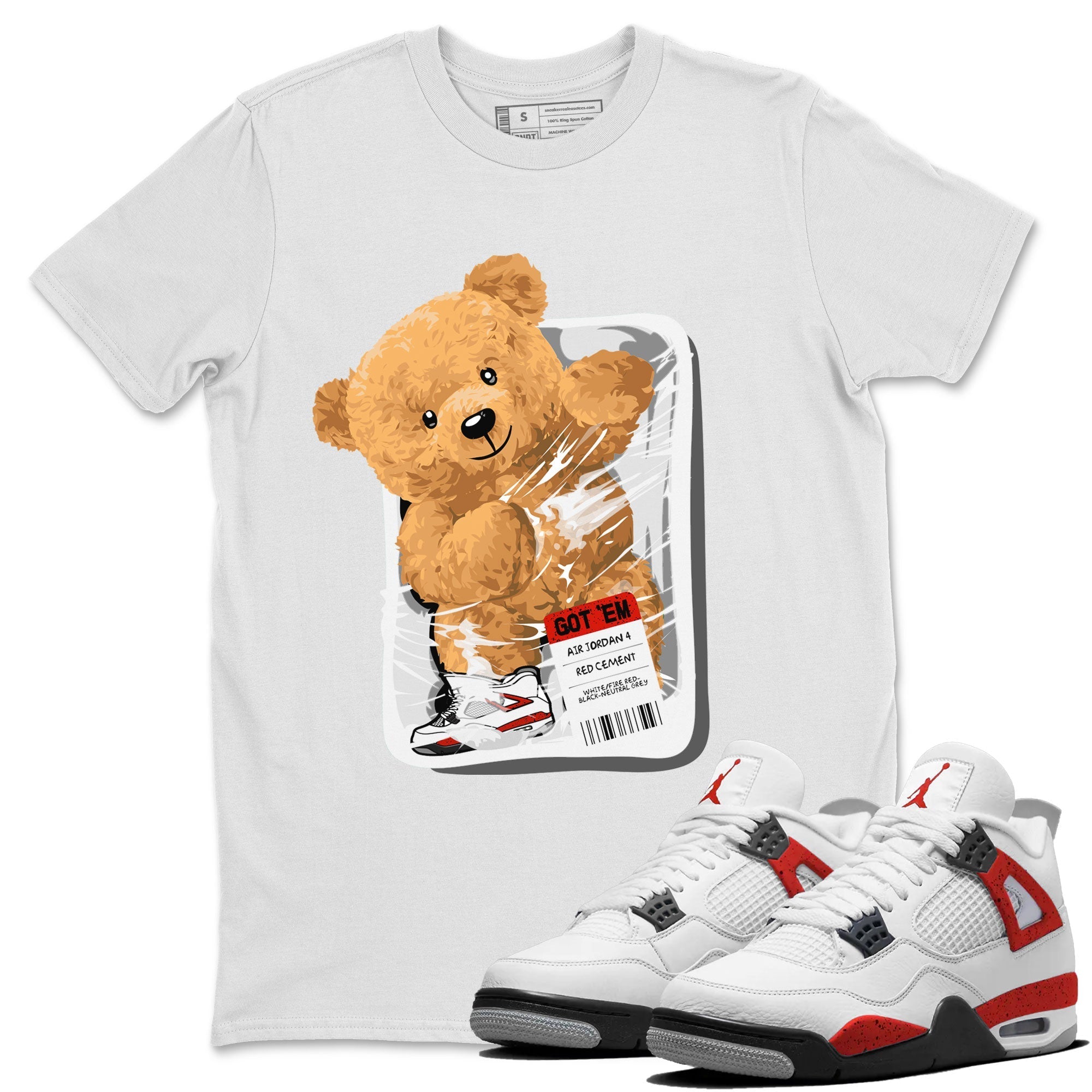 Packaged Bear Unisex Tops - Air Jordan 4 Red Cement
