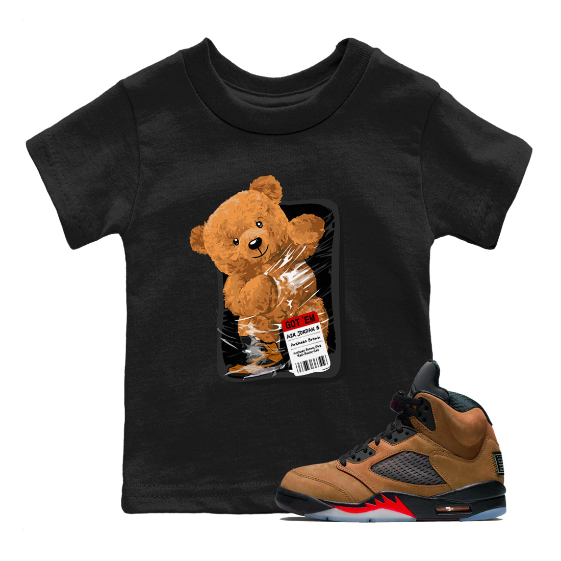 Packaged Bear snkmatch Tees Kids - Air Jordan 5 Archaeo Brown