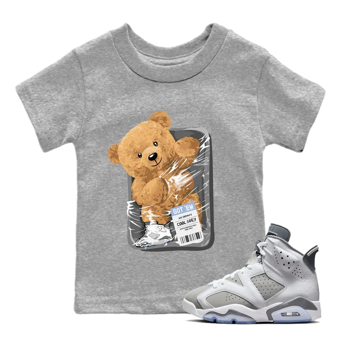 Packaged Bear Kids Tops - Air Jordan 6 Cool Grey