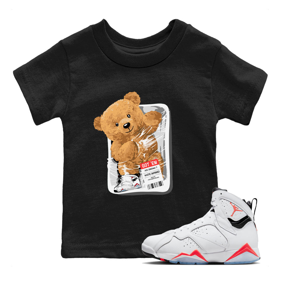 Packaged Bear Kids Tops - Air Jordan 7 White Infrared