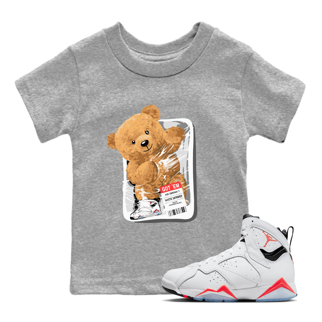 Packaged Bear Kids Tops - Air Jordan 7 White Infrared