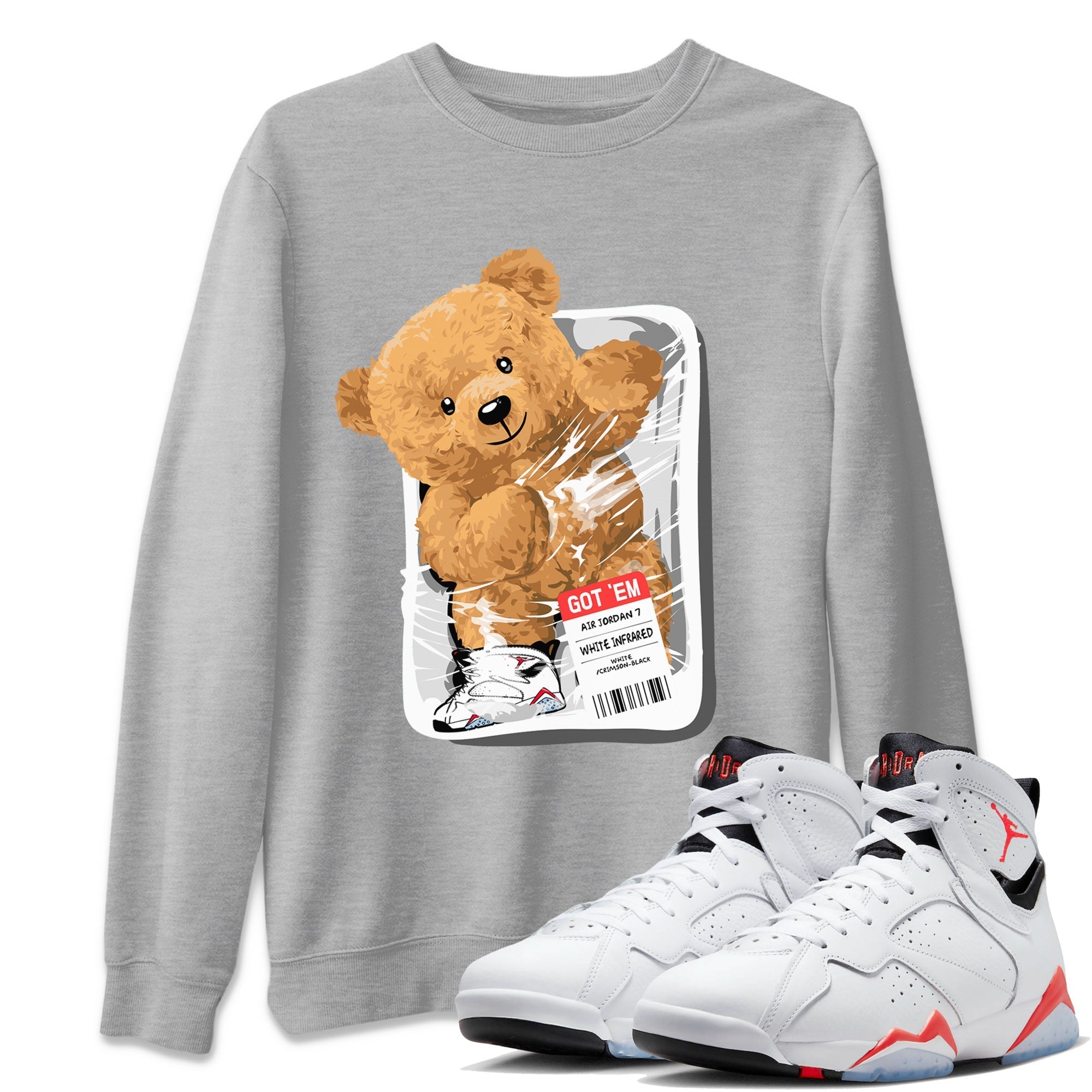 Packaged Bear Unisex Tops - Air Jordan 7 White Infrared