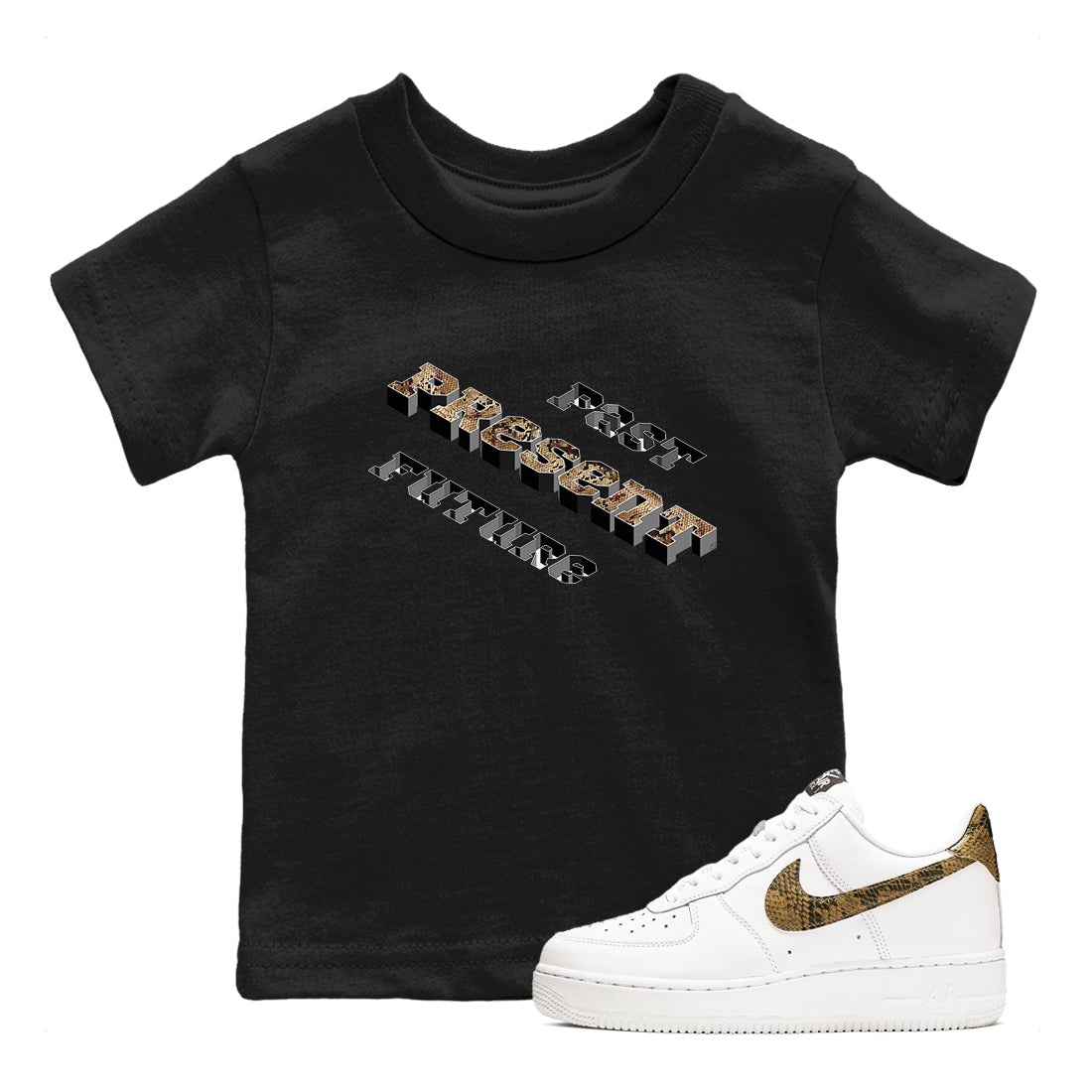 Past Present Future snkmatch Tees Kids - Air Force 1 Ivory Snake