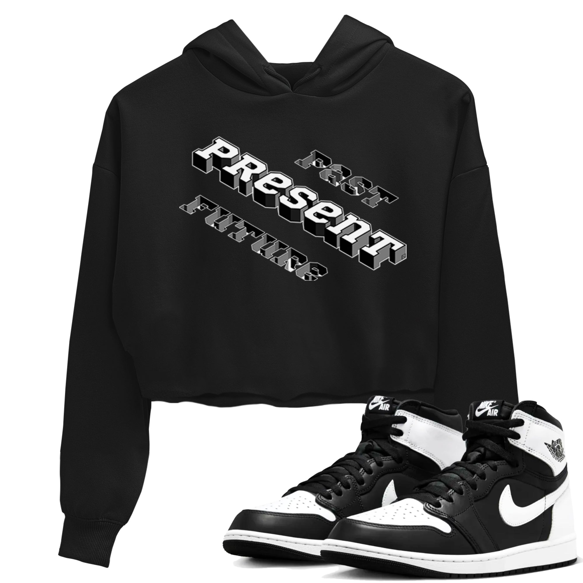 Past Present Future snkmatch Women's Top - Air Jordan 1 Black White