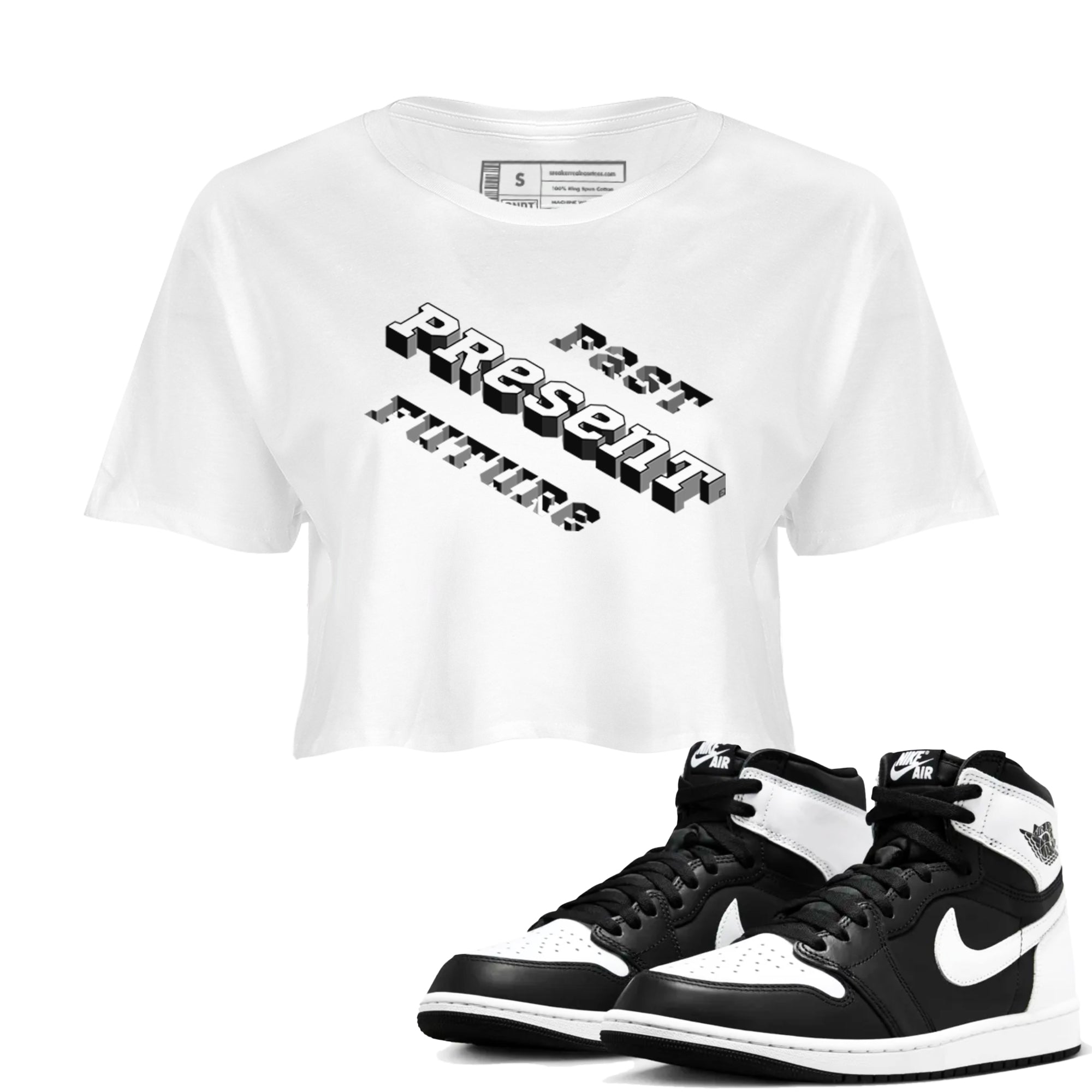 Past Present Future snkmatch Women's Top - Air Jordan 1 Black White