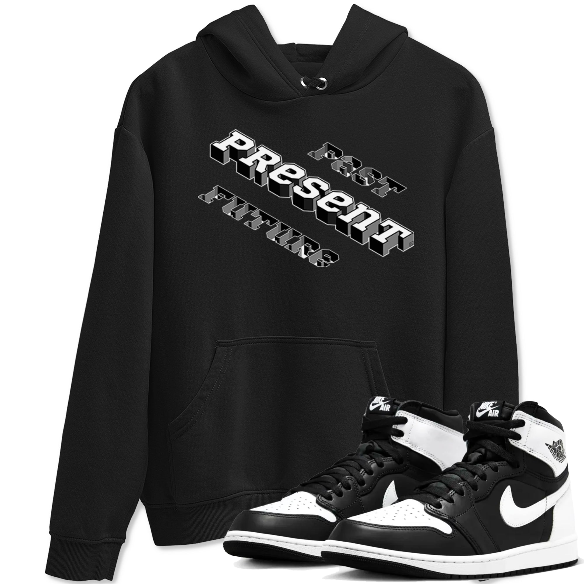 Past Present Future snkmatch Tees - Air Jordan 1 Black White