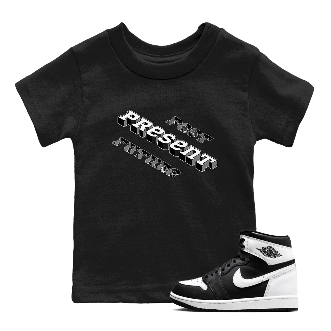 Past Present Future snkmatch Tees Kids - Air Jordan 1 Black White