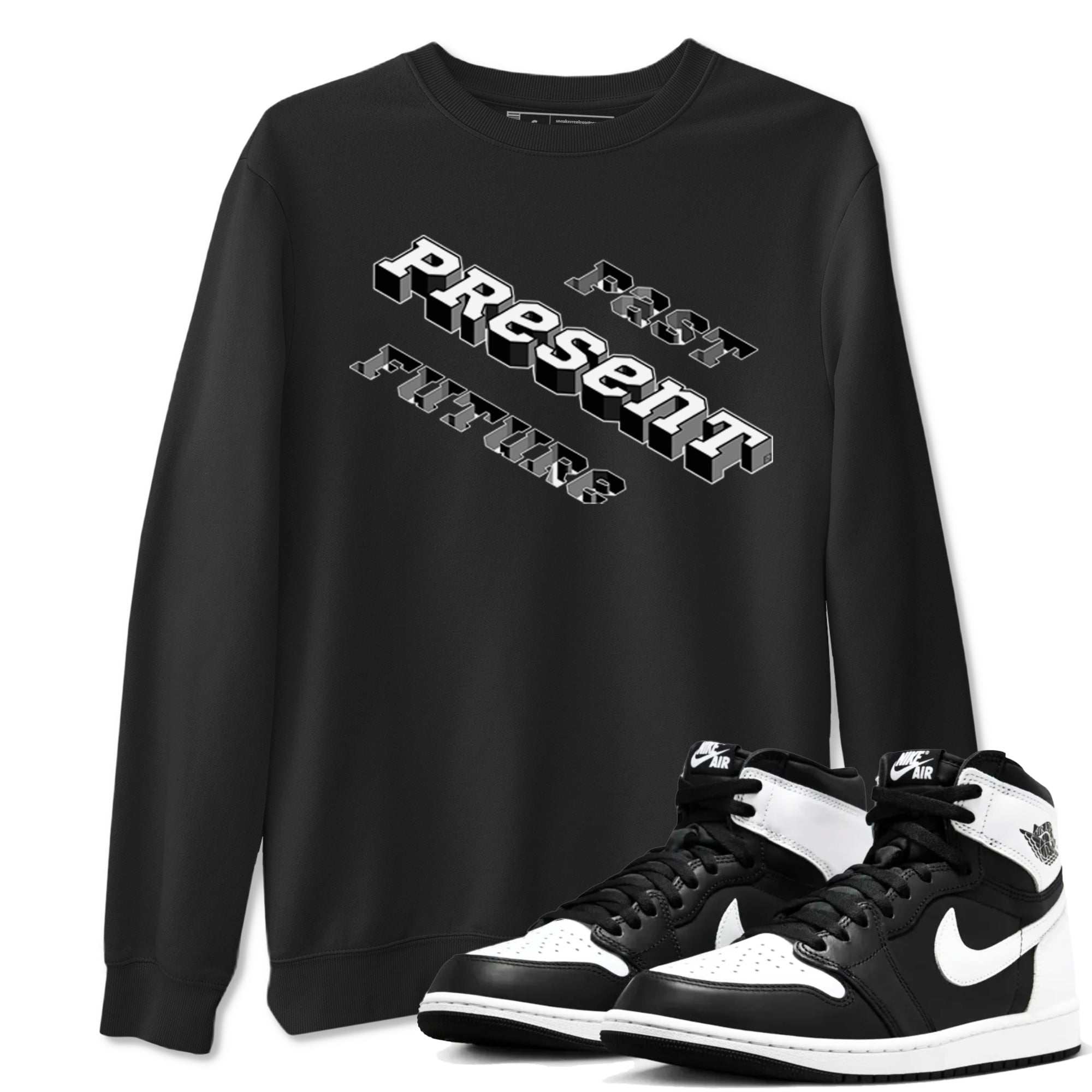 Past Present Future snkmatch Tees - Air Jordan 1 Black White
