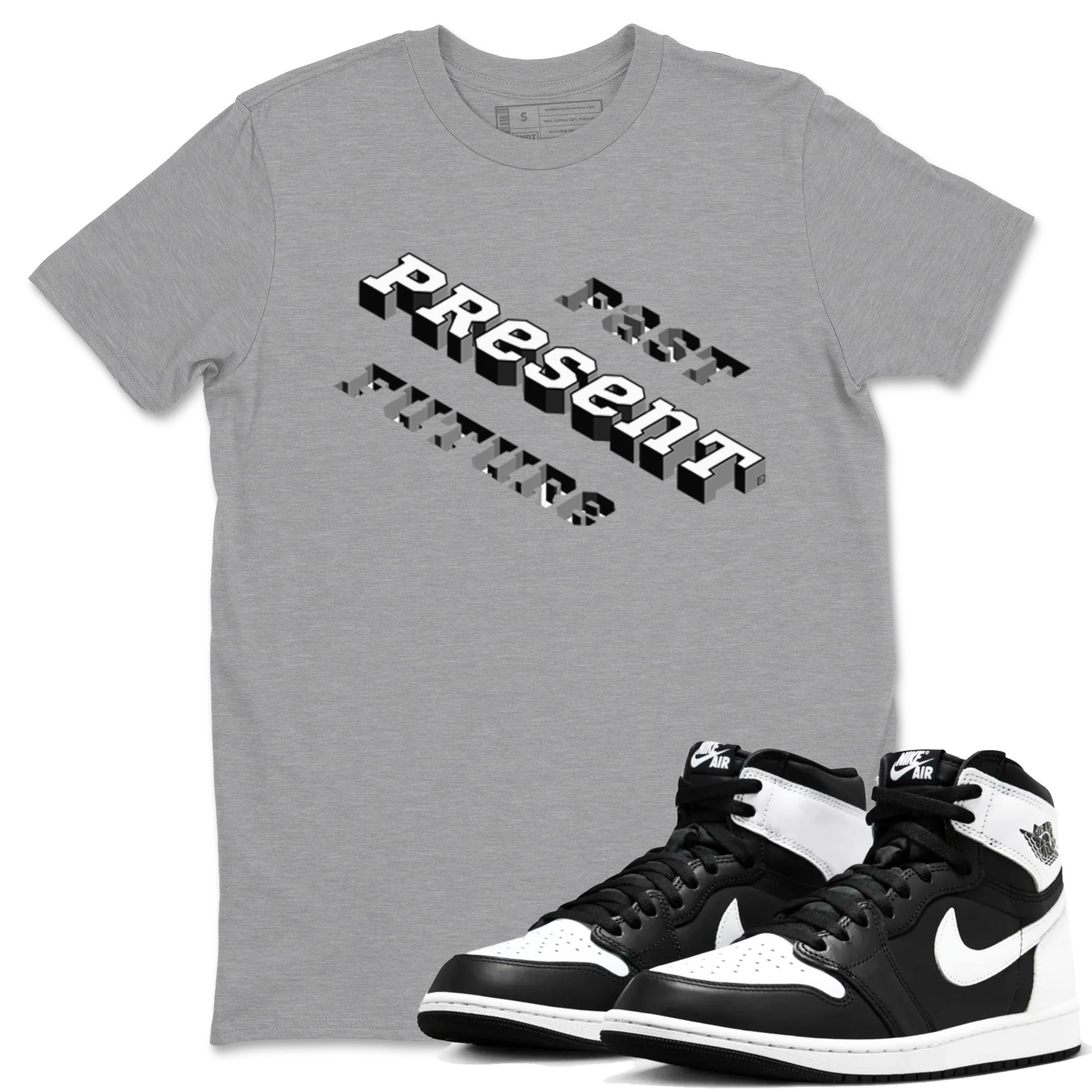 Past Present Future snkmatch Tees - Air Jordan 1 Black White