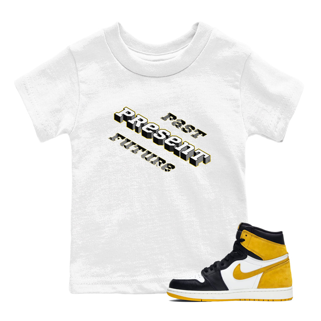 Past Present Future snkmatch Tees Kids - Air Jordan 1 Yellow Ochre