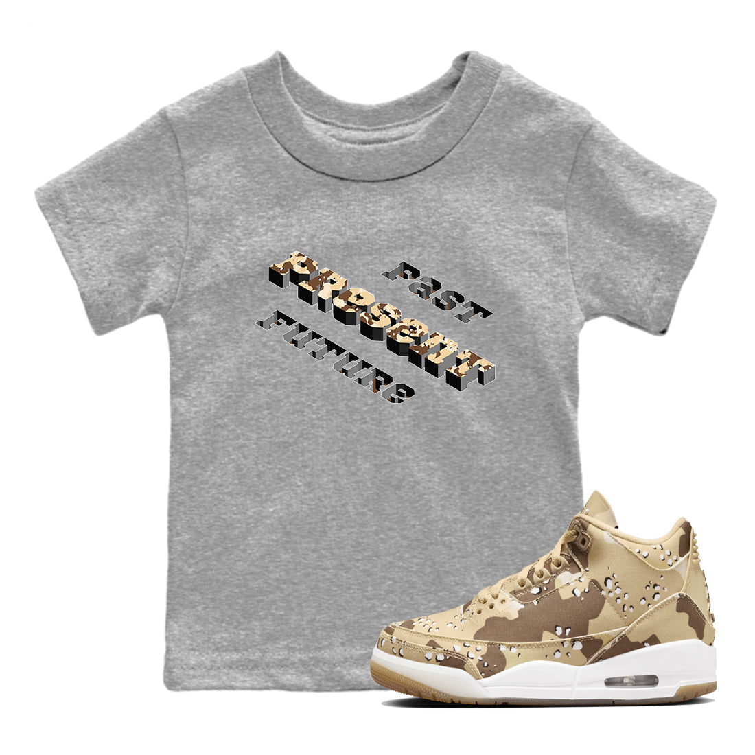 Past Present Future snkmatch Tees Kids - Air Jordan 3 Desert Camo