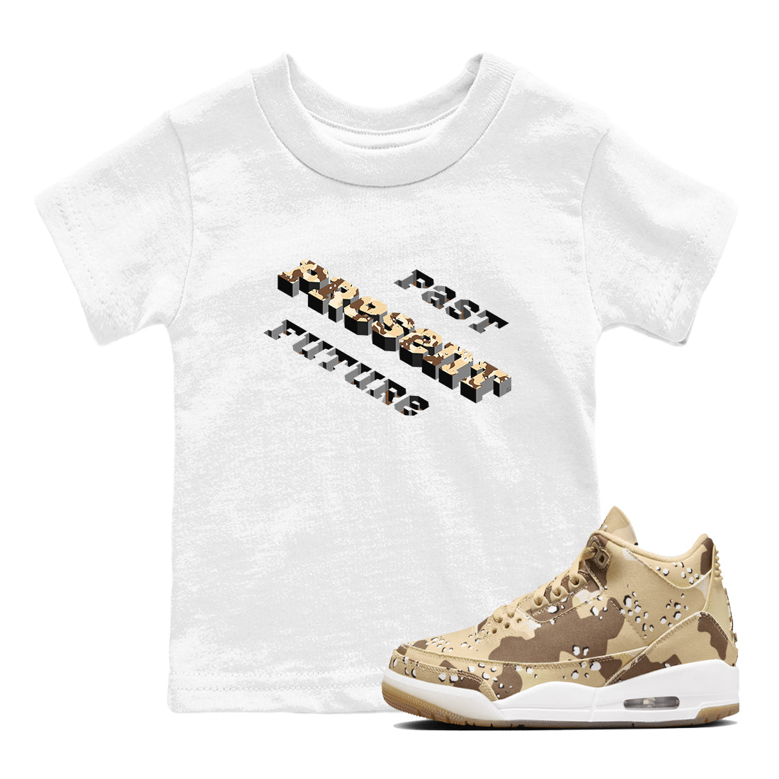 Past Present Future snkmatch Tees Kids - Air Jordan 3 Desert Camo