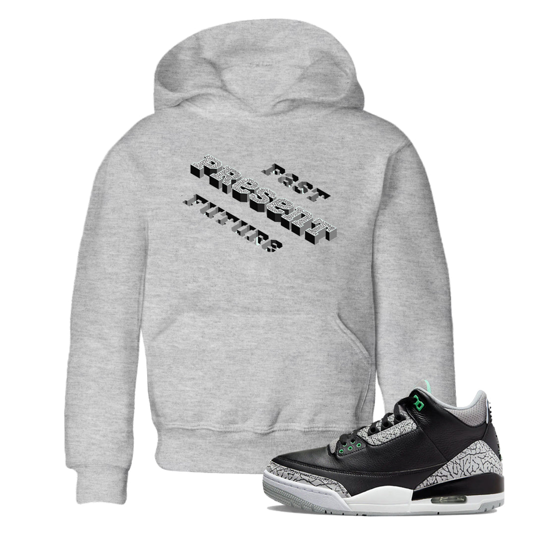 Past Present Future snkmatch Tees Kids - Air Jordan 3 Green Glow