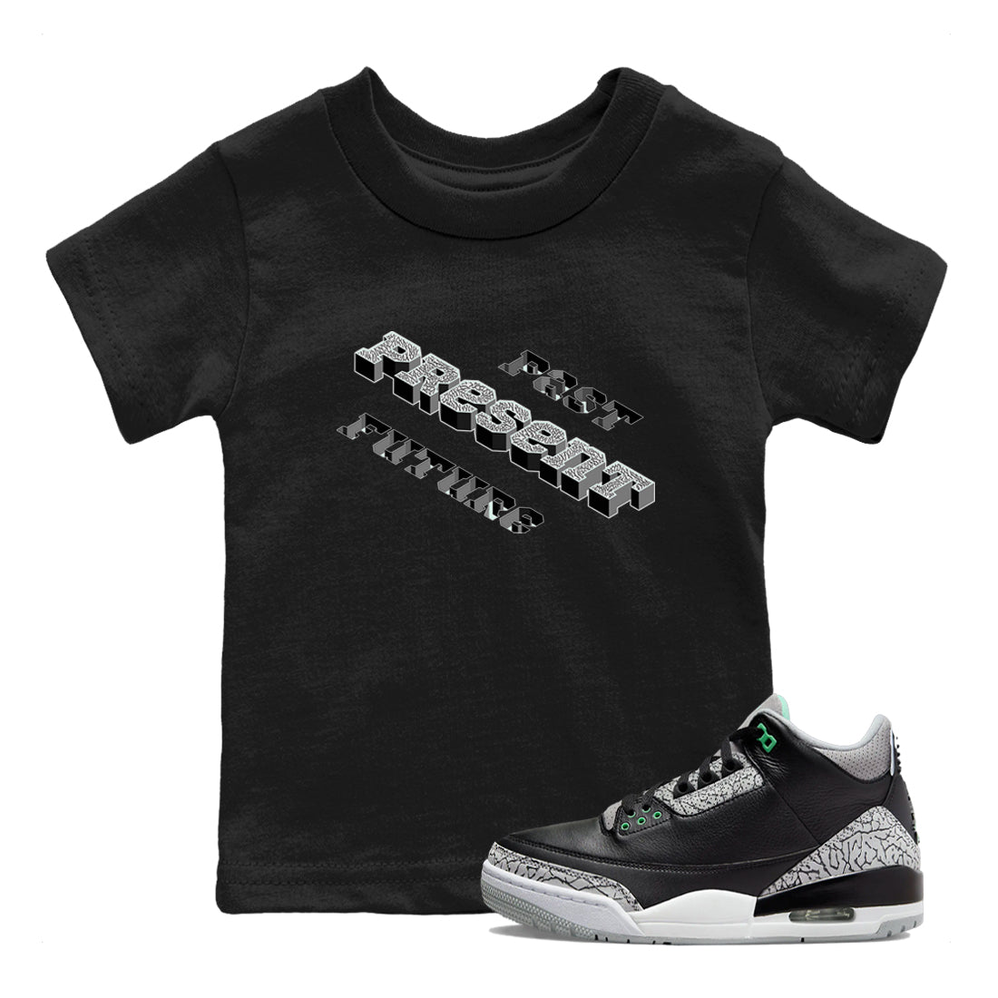 Past Present Future snkmatch Tees Kids - Air Jordan 3 Green Glow