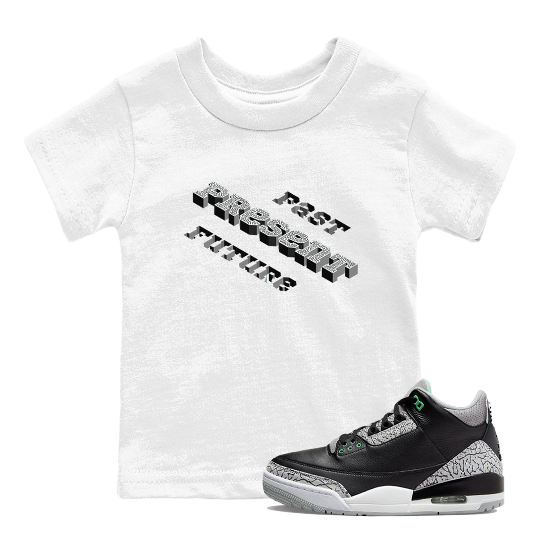 Past Present Future snkmatch Tees Kids - Air Jordan 3 Green Glow