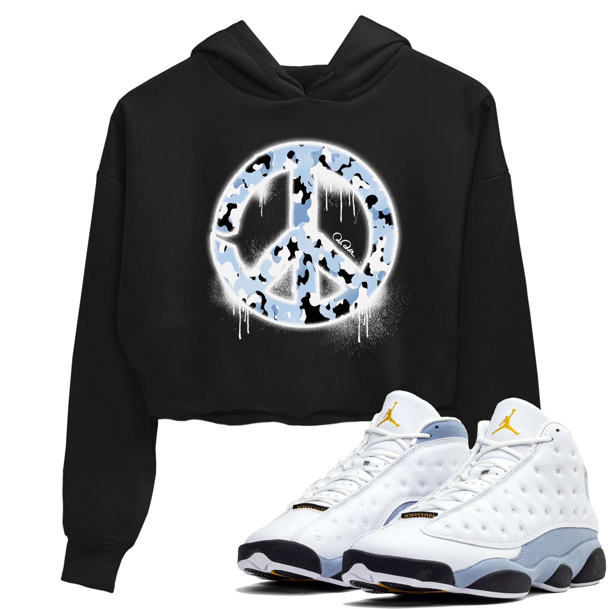 Peace Sign snkmatch Women's Top - Air Jordan 13 Blue Grey