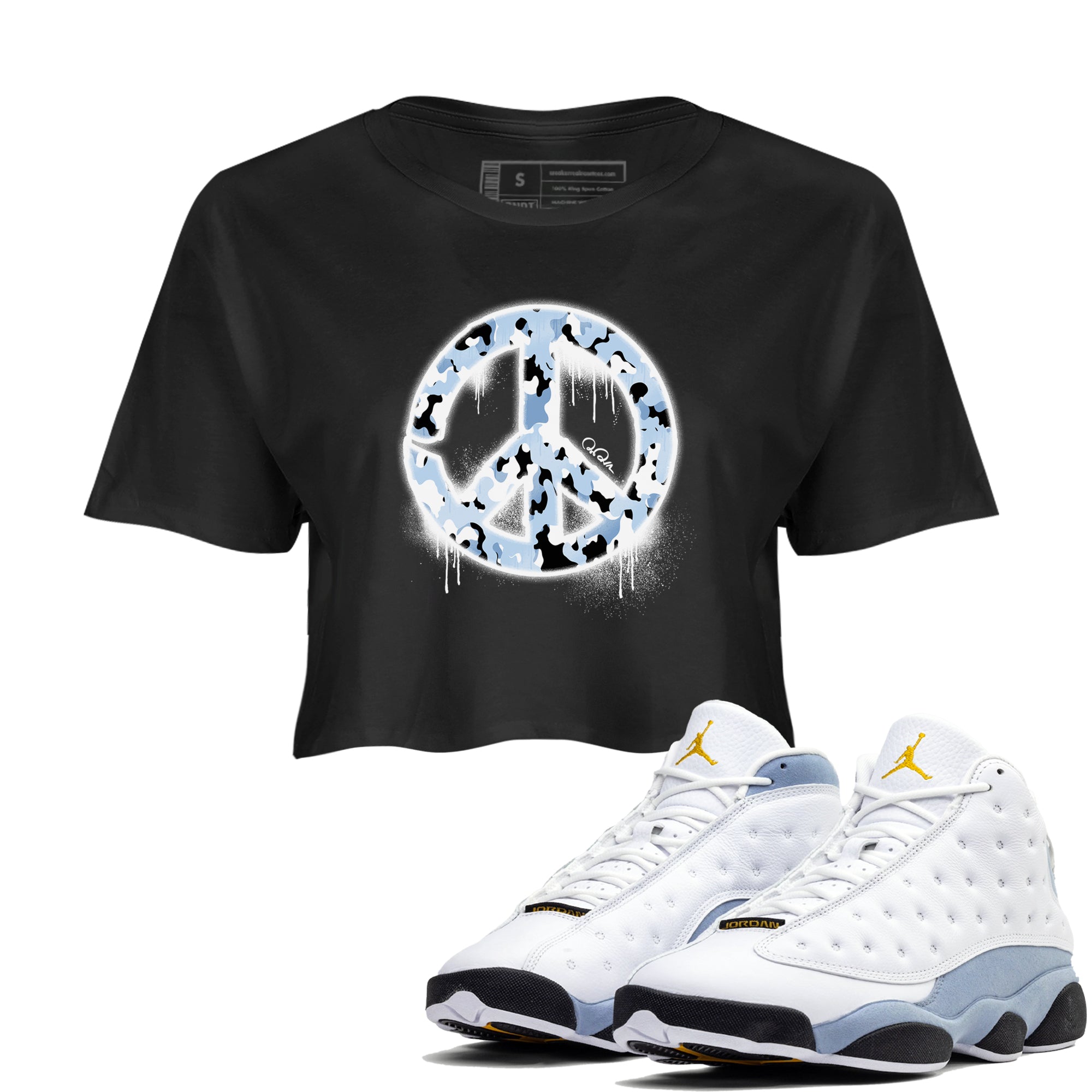 Peace Sign snkmatch Women's Top - Air Jordan 13 Blue Grey